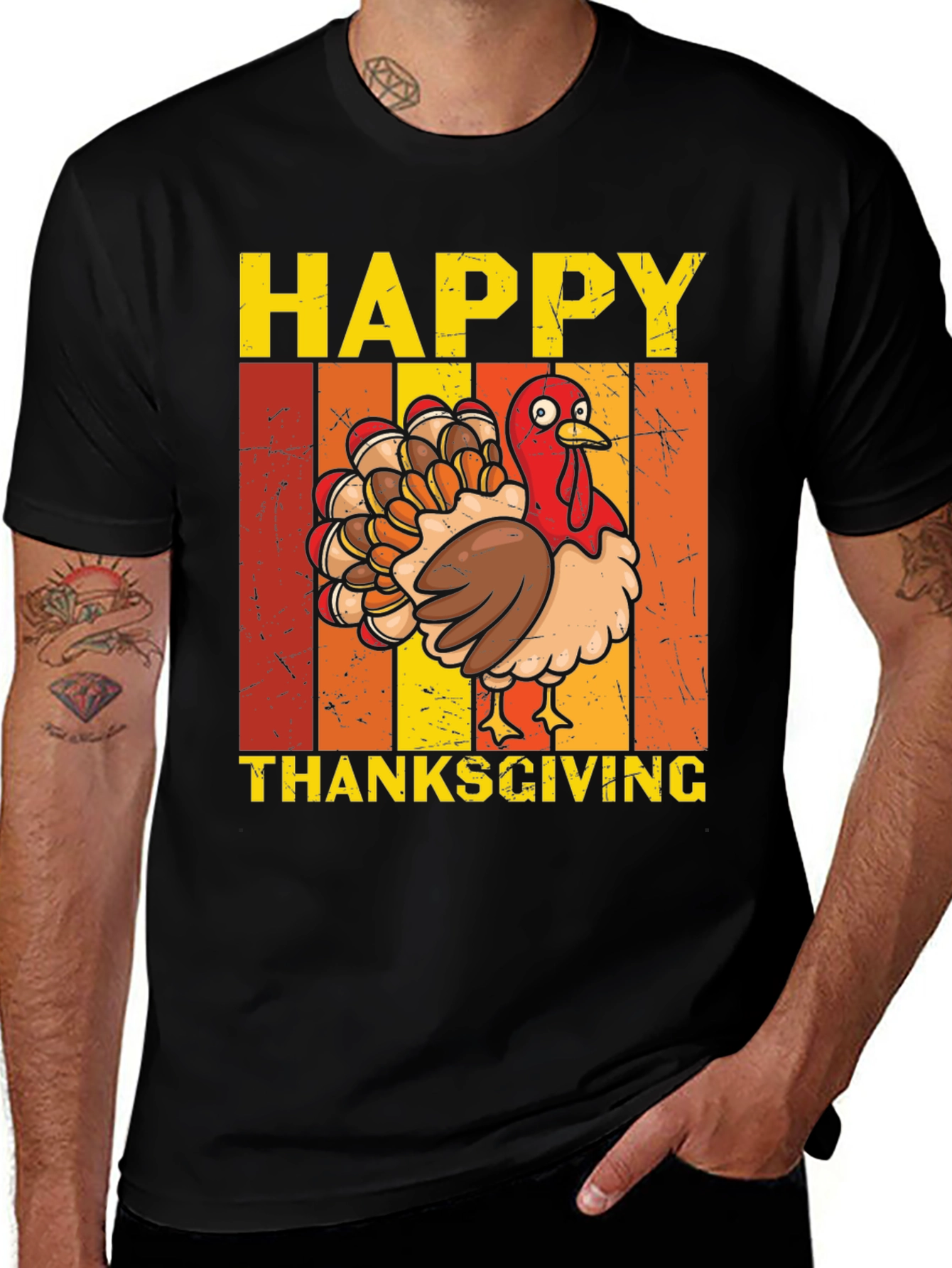 Happy Thanksgiving Turkey Graphic T-Shirt
