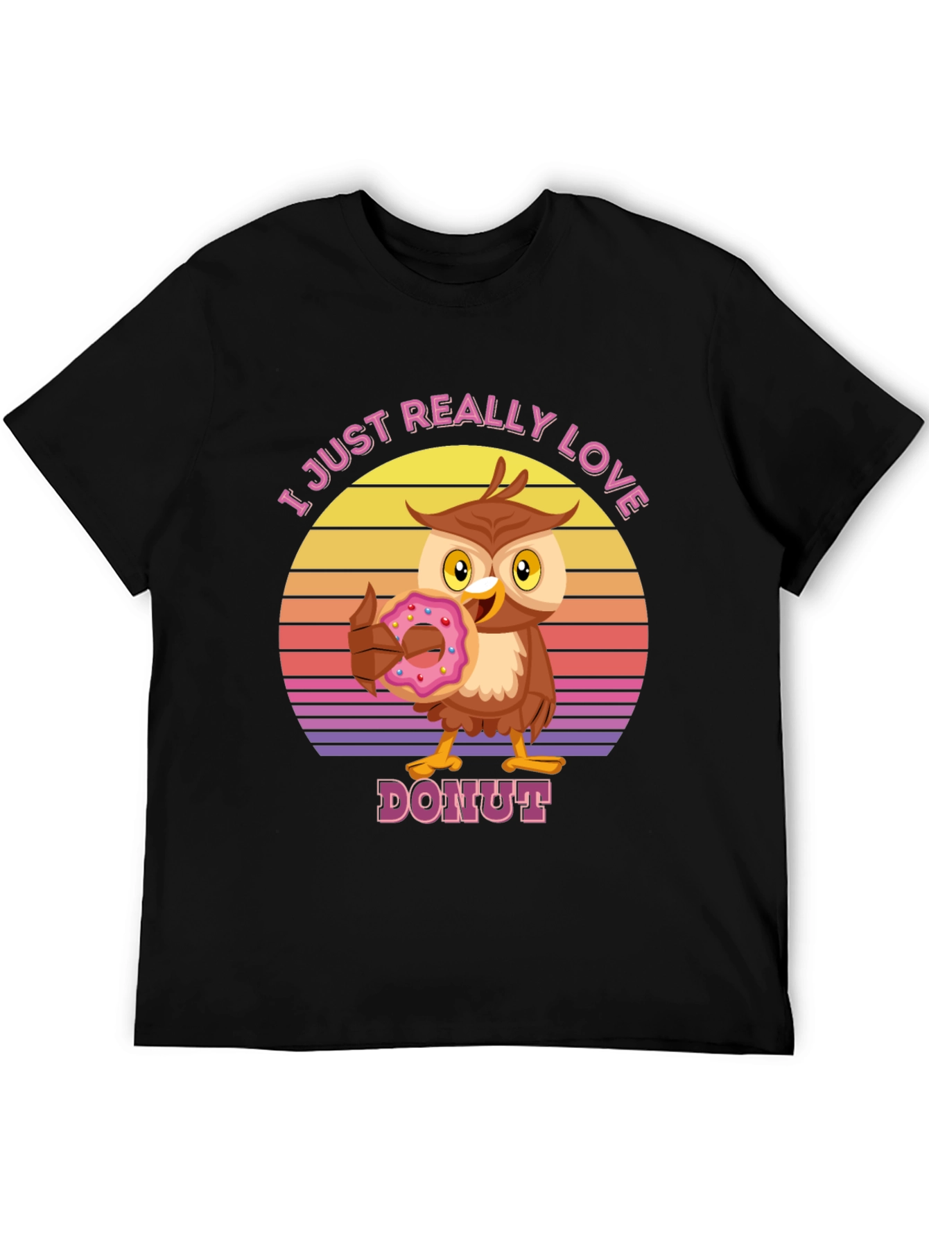 I Love Donuts T-Shirt with Owl Design