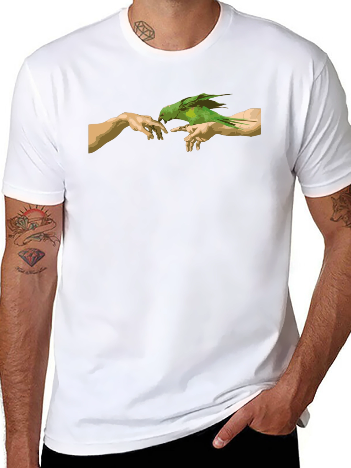 Parrot Creation T-Shirt - Artistic Graphic Tee
