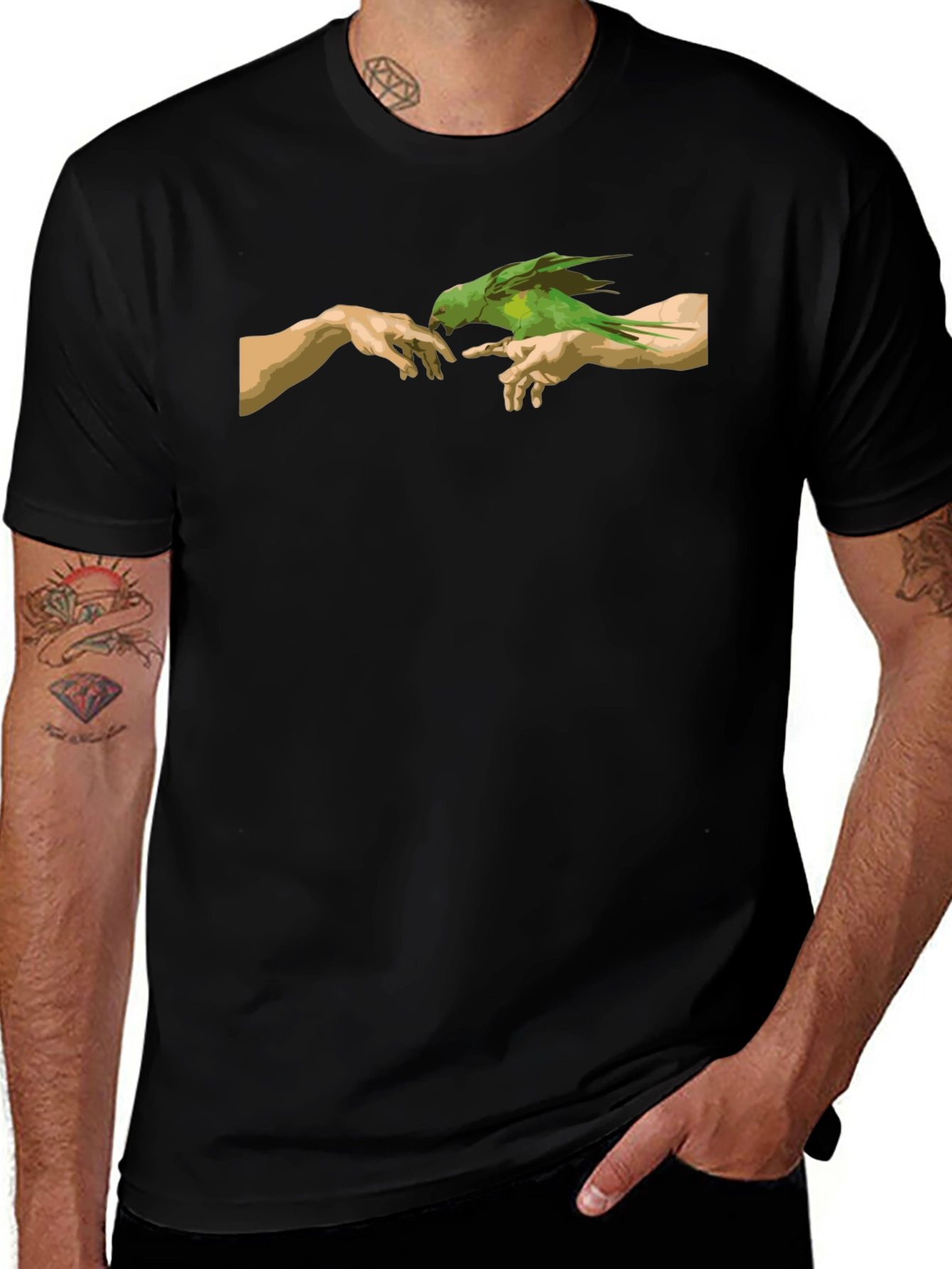 Parrot Creation T-Shirt - Artistic Graphic Tee
