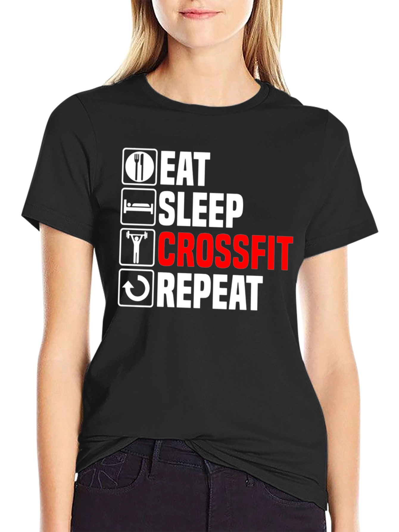 Eat Sleep Crossfit Repeat Black T-Shirt