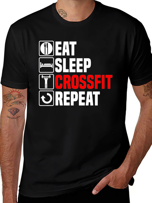 Eat Sleep Crossfit Repeat Black T-Shirt