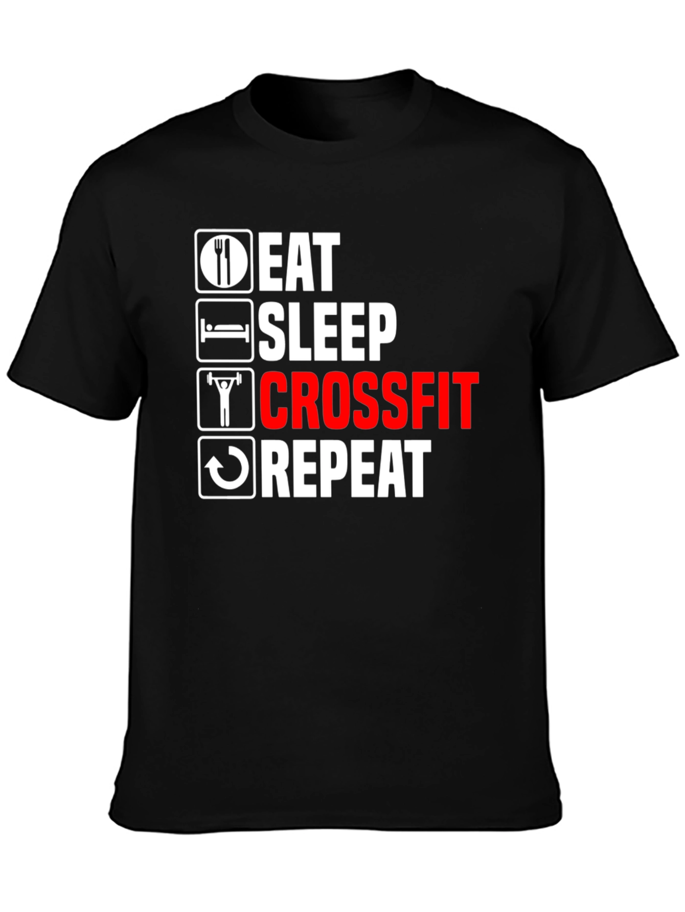 Eat Sleep Crossfit Repeat Black T-Shirt