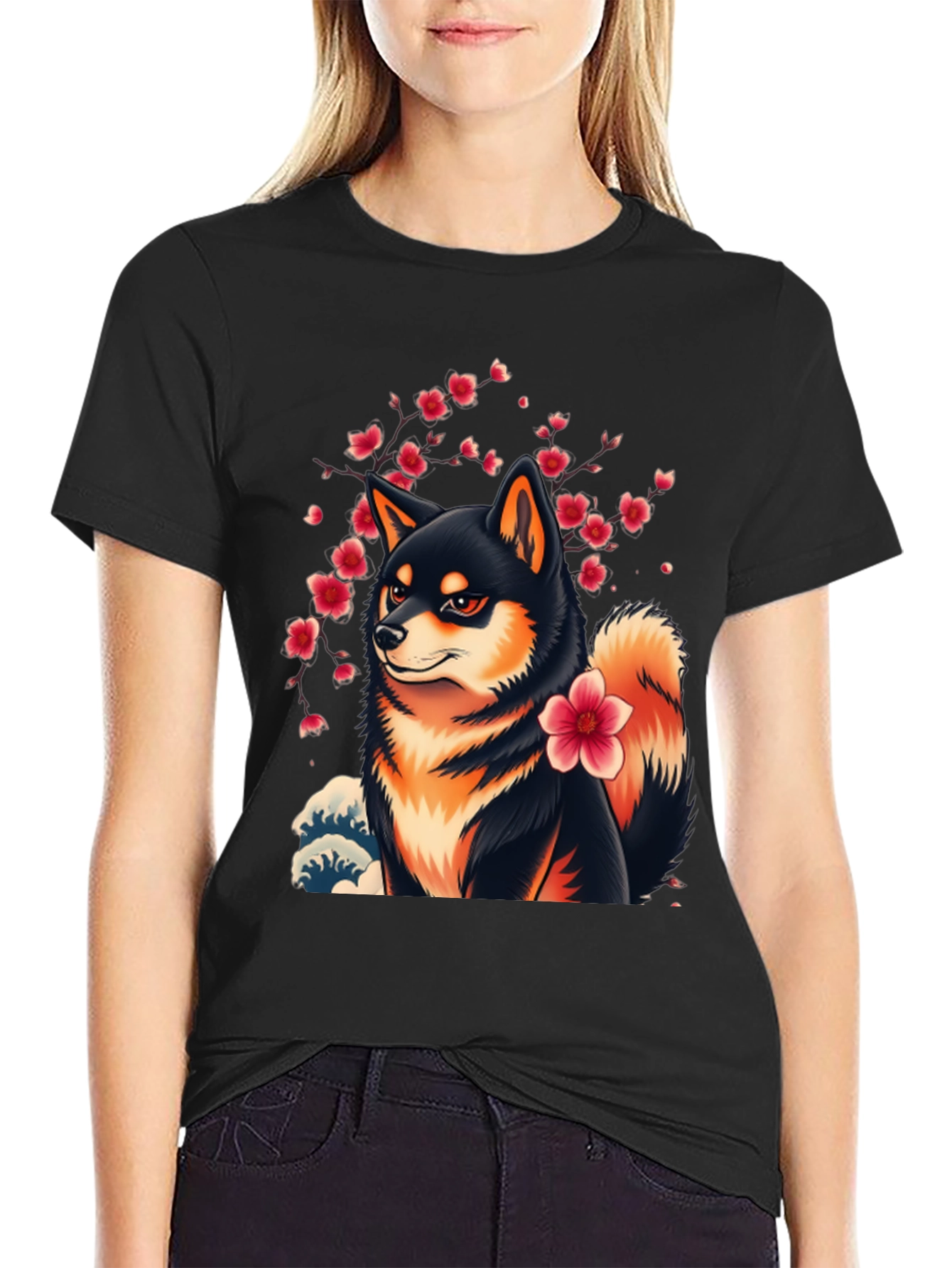 Shiba Inu Cherry Blossom T-Shirt