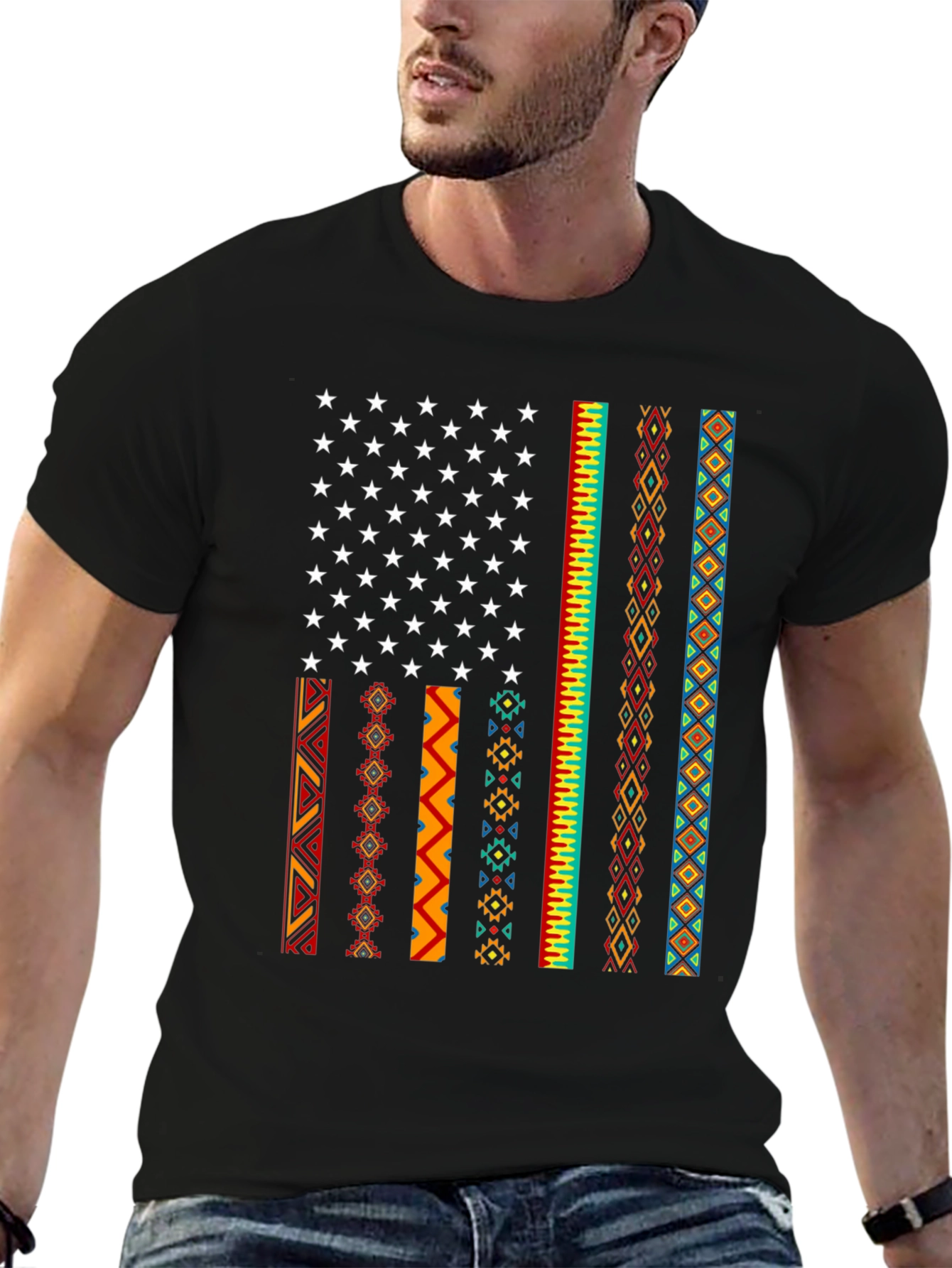 American Flag Tribal Pattern Tee