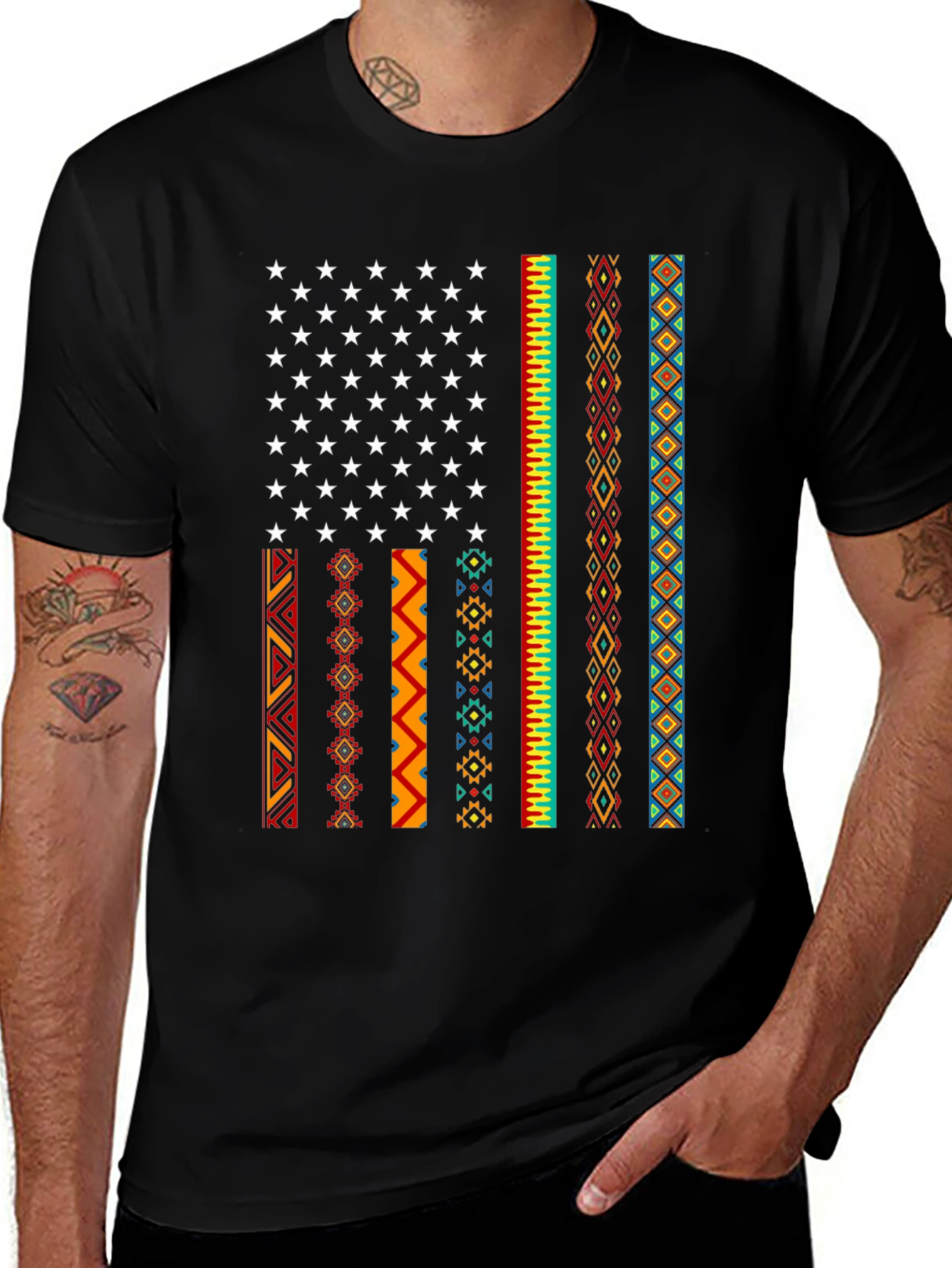 American Flag Tribal Pattern Tee