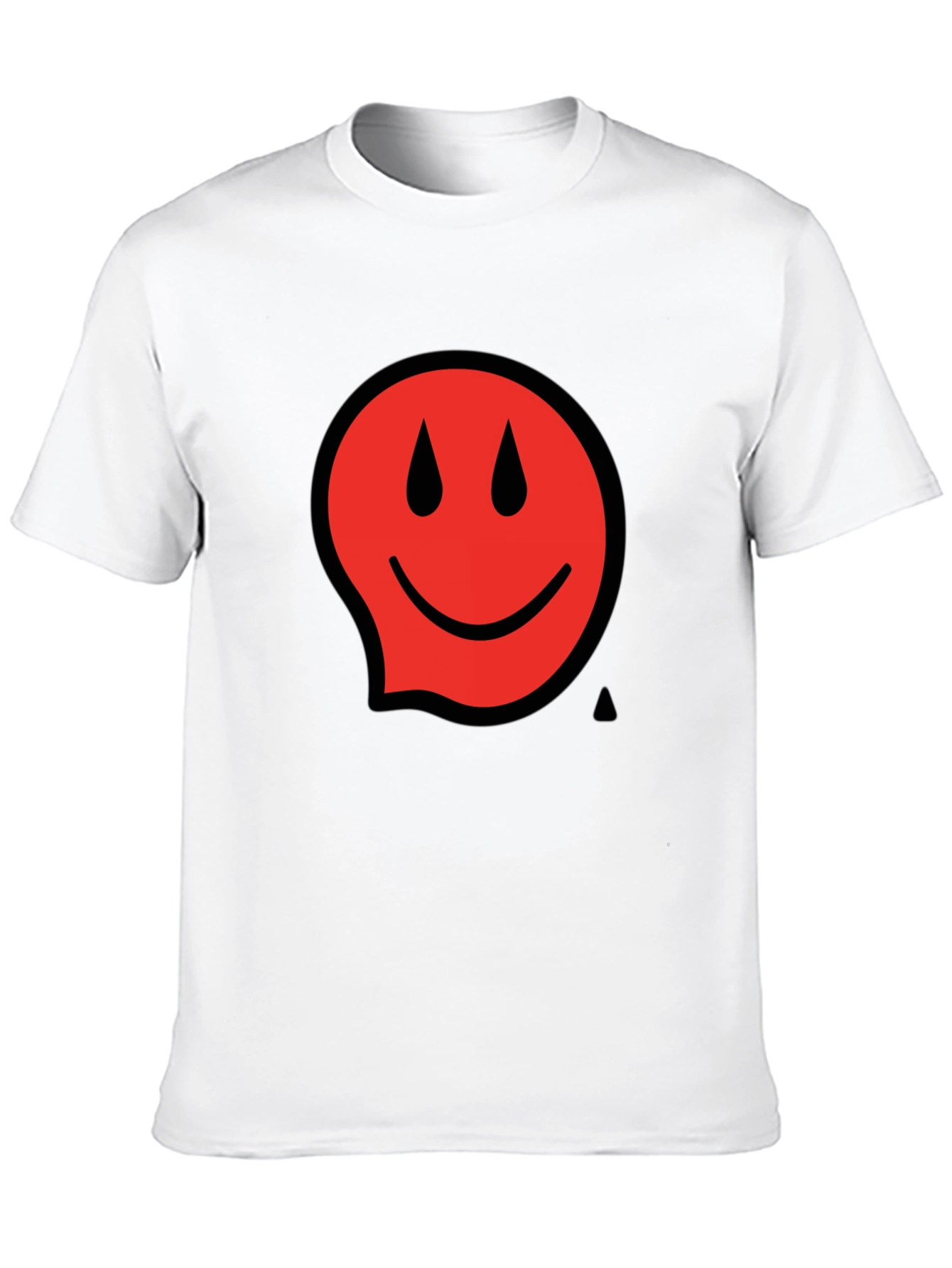 Red Smiley Face Black T-Shirt