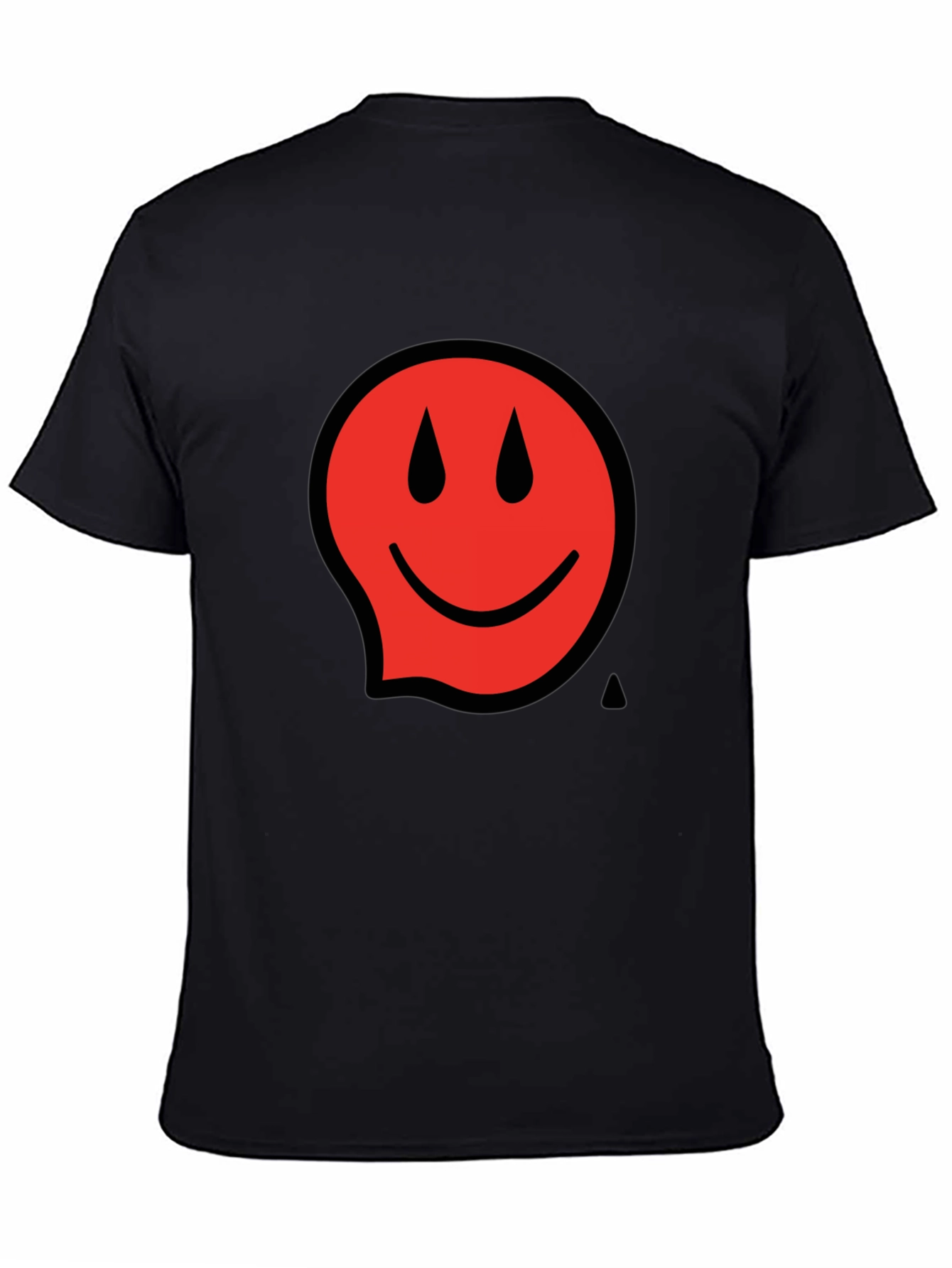 Red Smiley Face Black T-Shirt