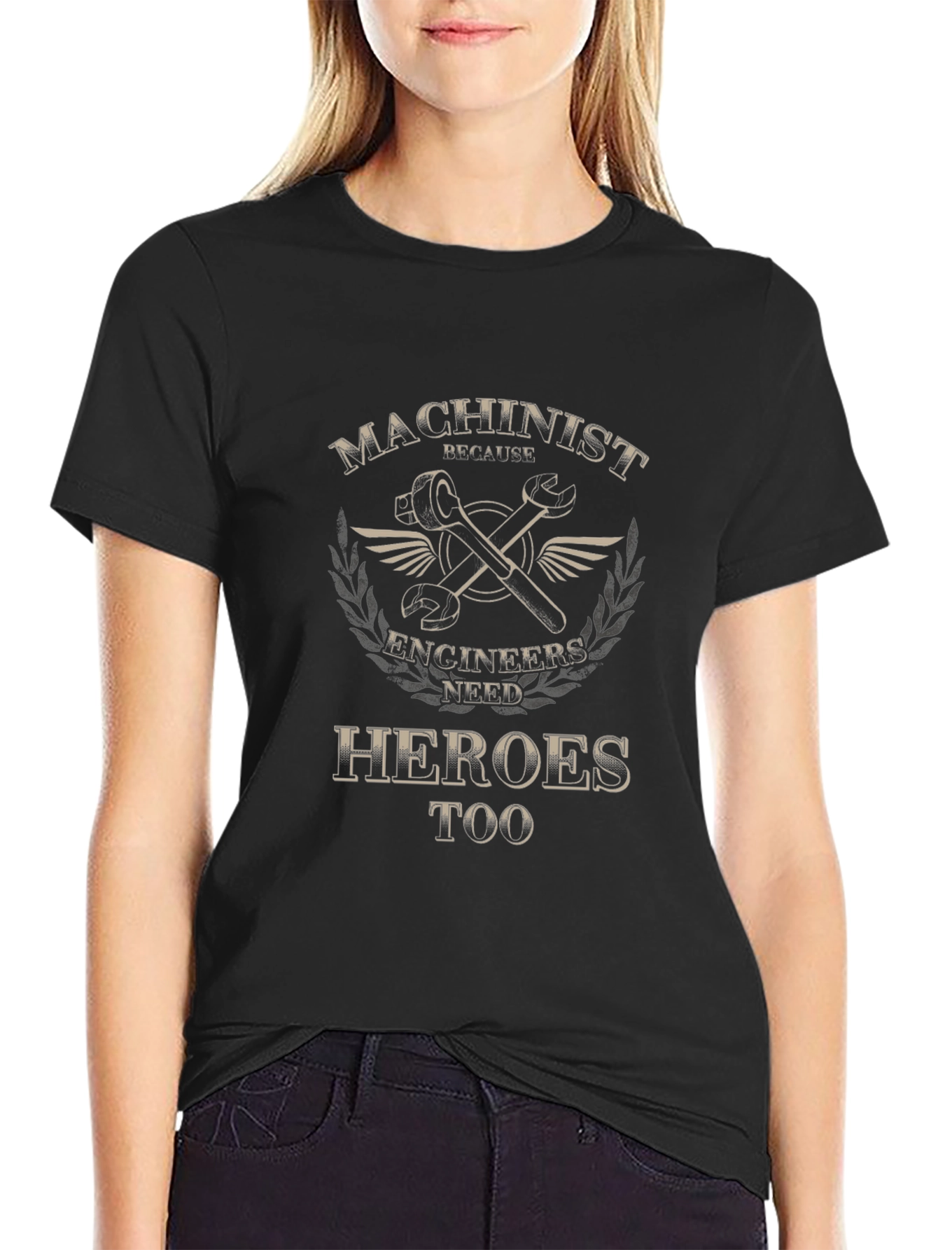 Machinist Heroes Tee - Wrench Design Black T-Shirt