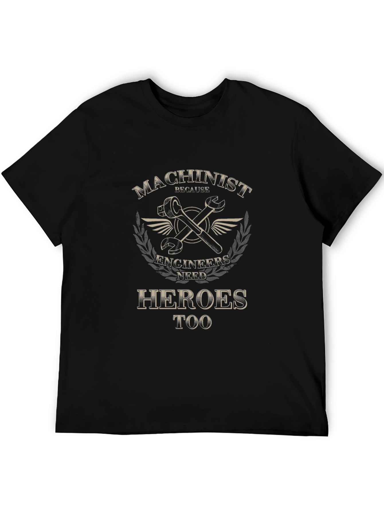 Machinist Heroes Tee - Wrench Design Black T-Shirt
