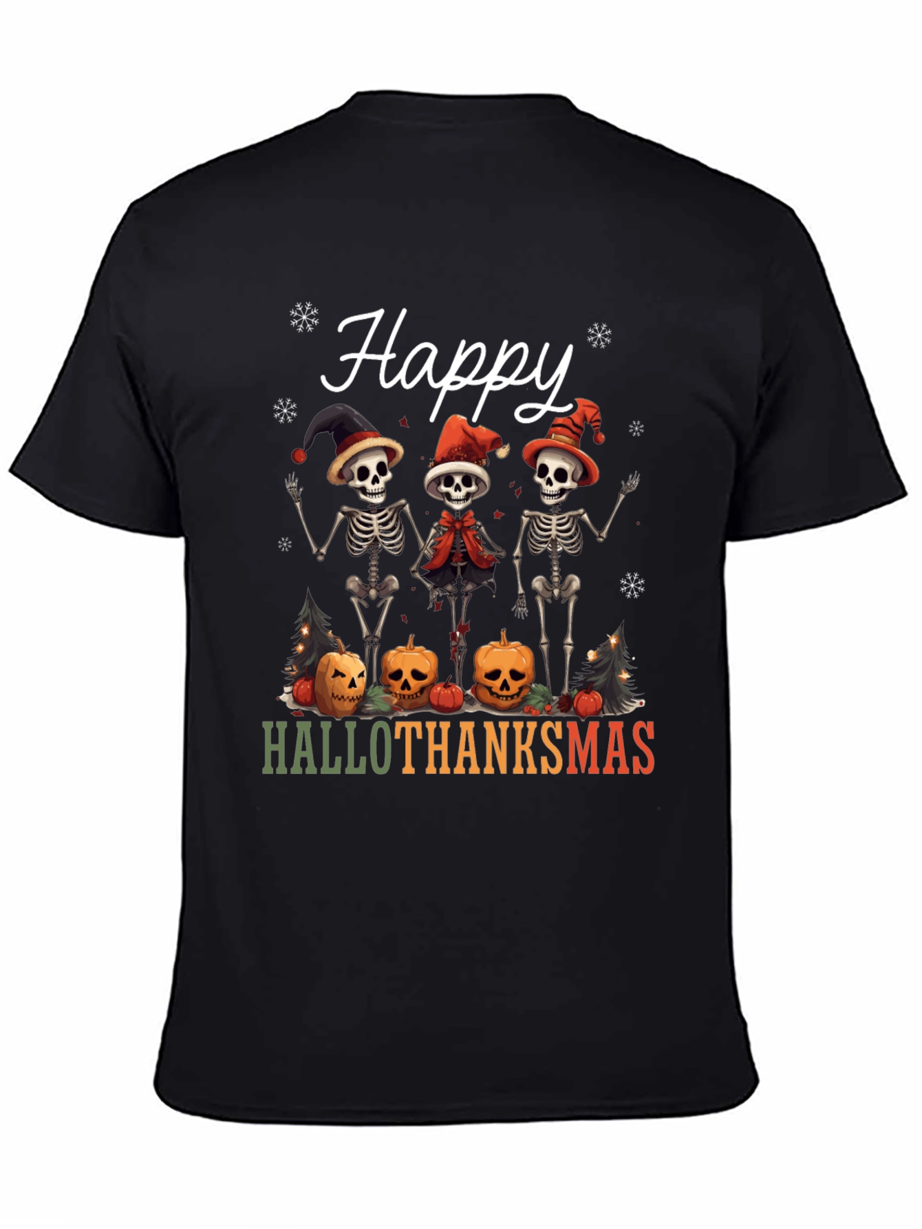 Happy Hallothanksmas Skeleton Holiday T-Shirt