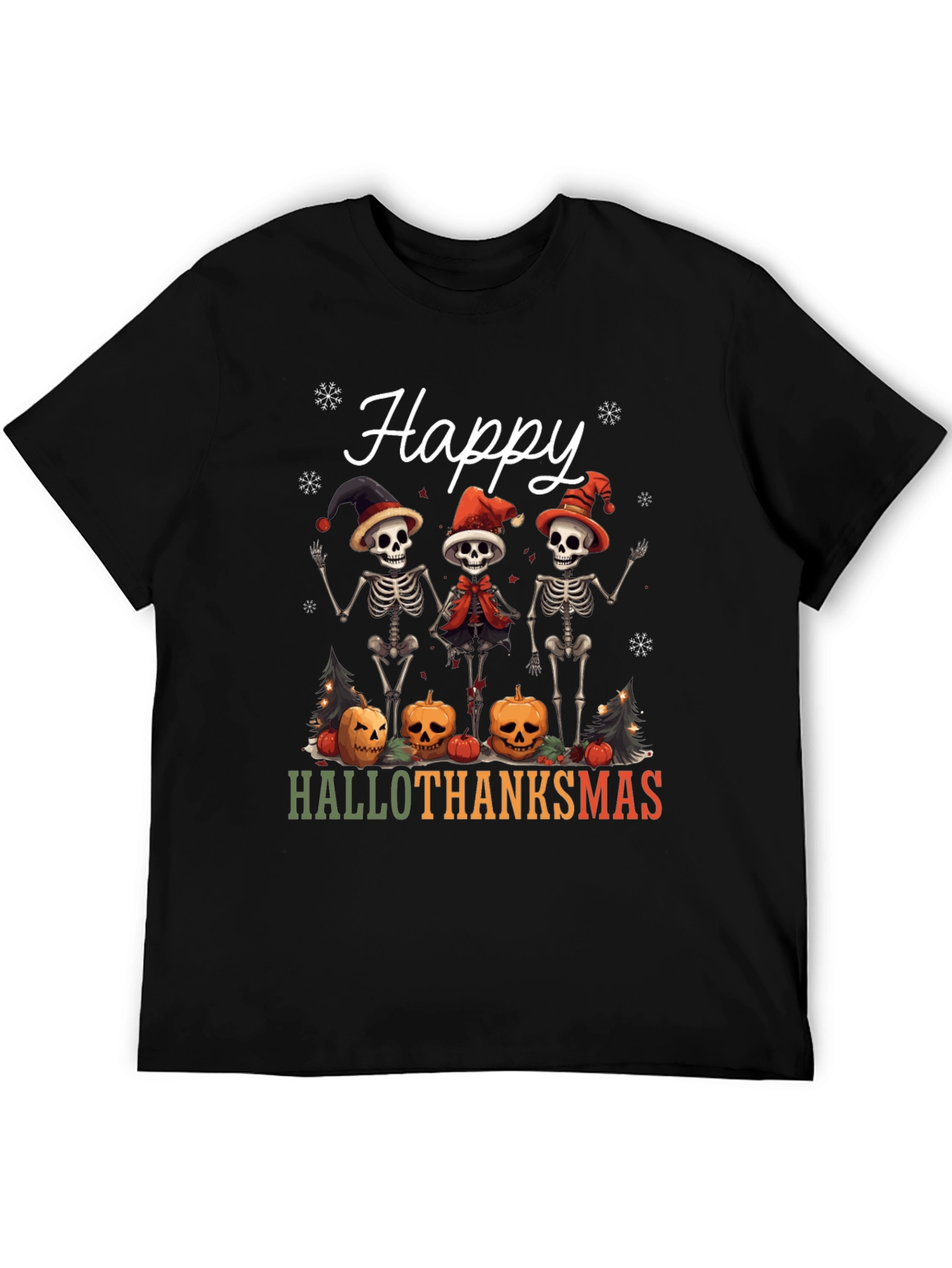 Happy Hallothanksmas Skeleton Holiday T-Shirt