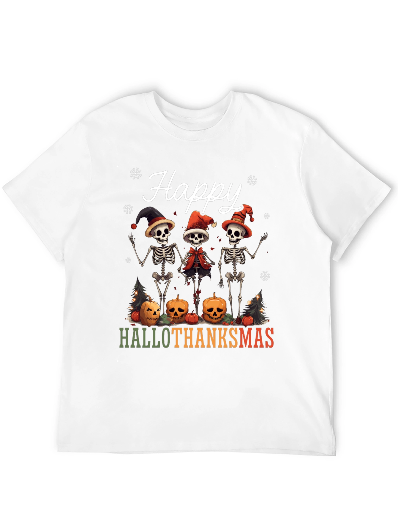 Happy Hallothanksmas Skeleton Holiday T-Shirt