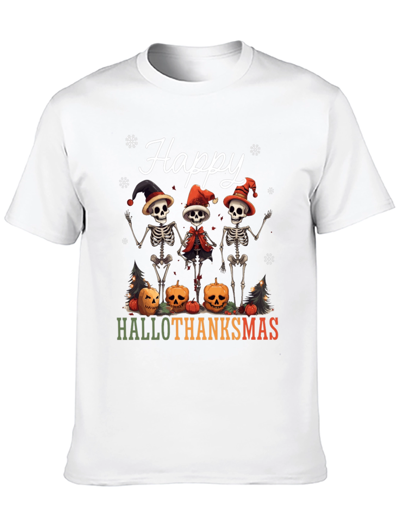 Happy Hallothanksmas Skeleton Holiday T-Shirt