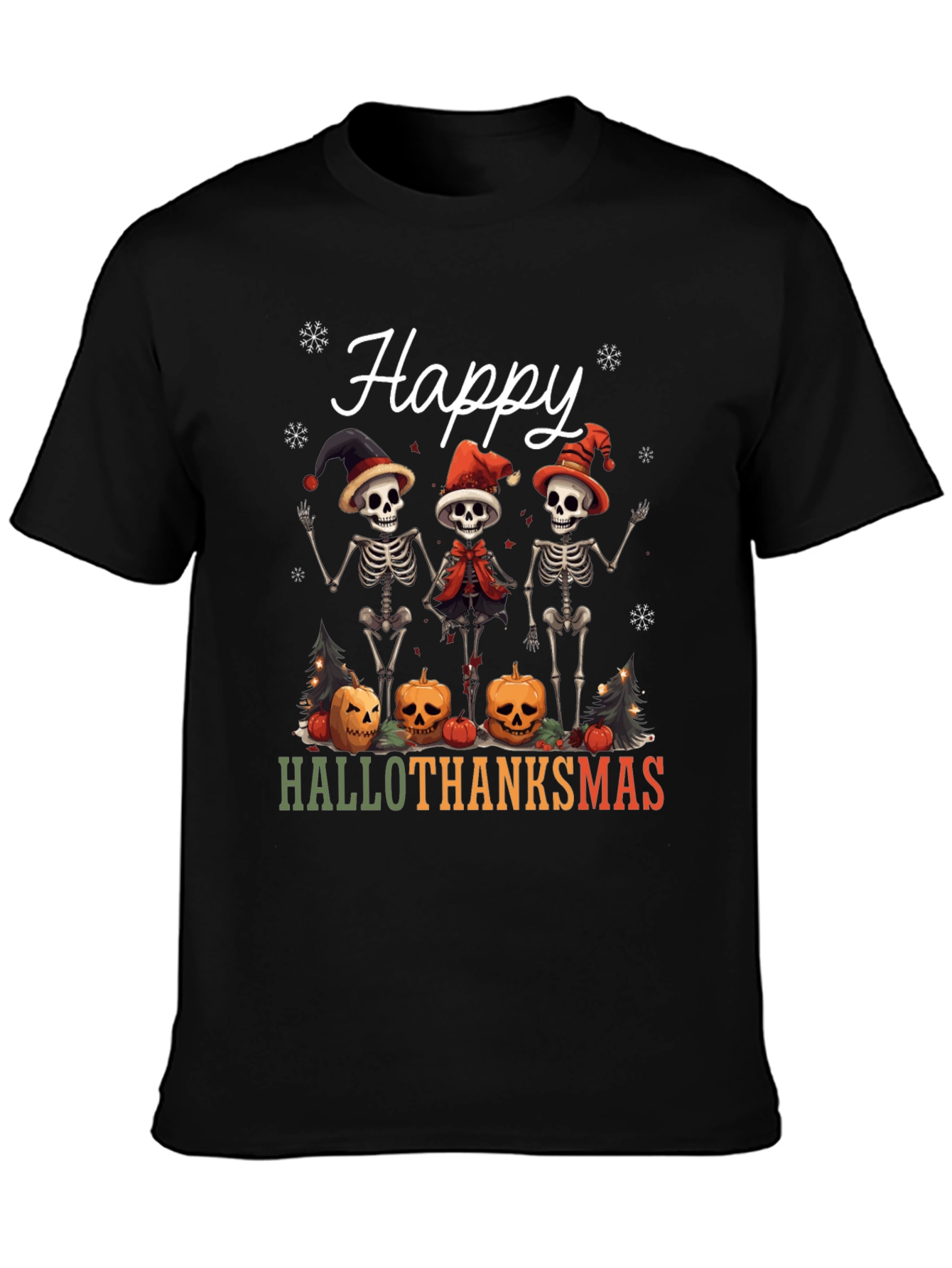 Happy Hallothanksmas Skeleton Holiday T-Shirt