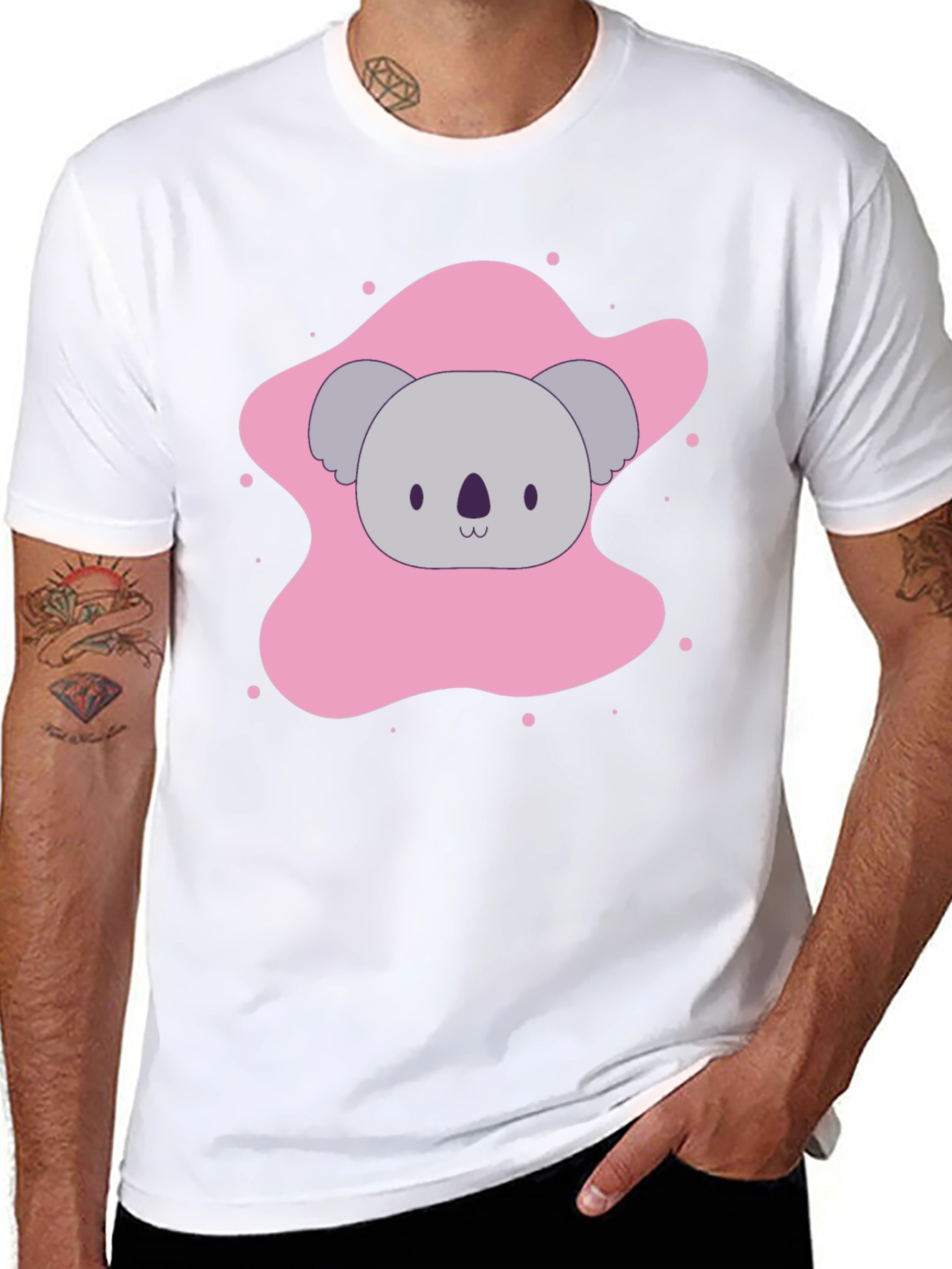 Cute Koala Graphic Tee - Soft Black T-Shirt