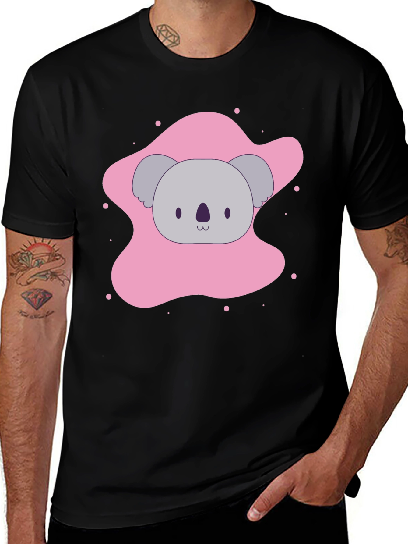 Cute Koala Graphic Tee - Soft Black T-Shirt