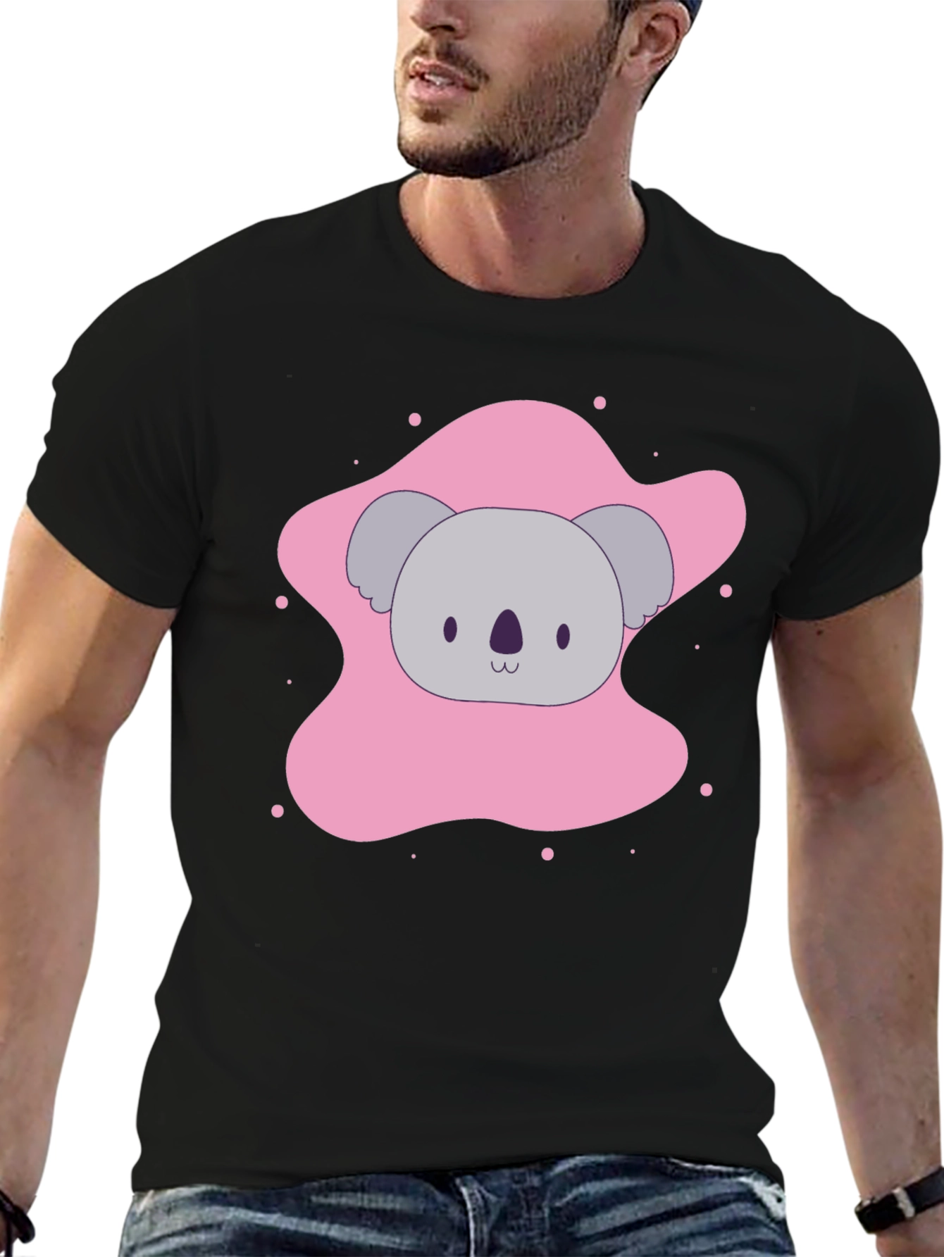 Cute Koala Graphic Tee - Soft Black T-Shirt