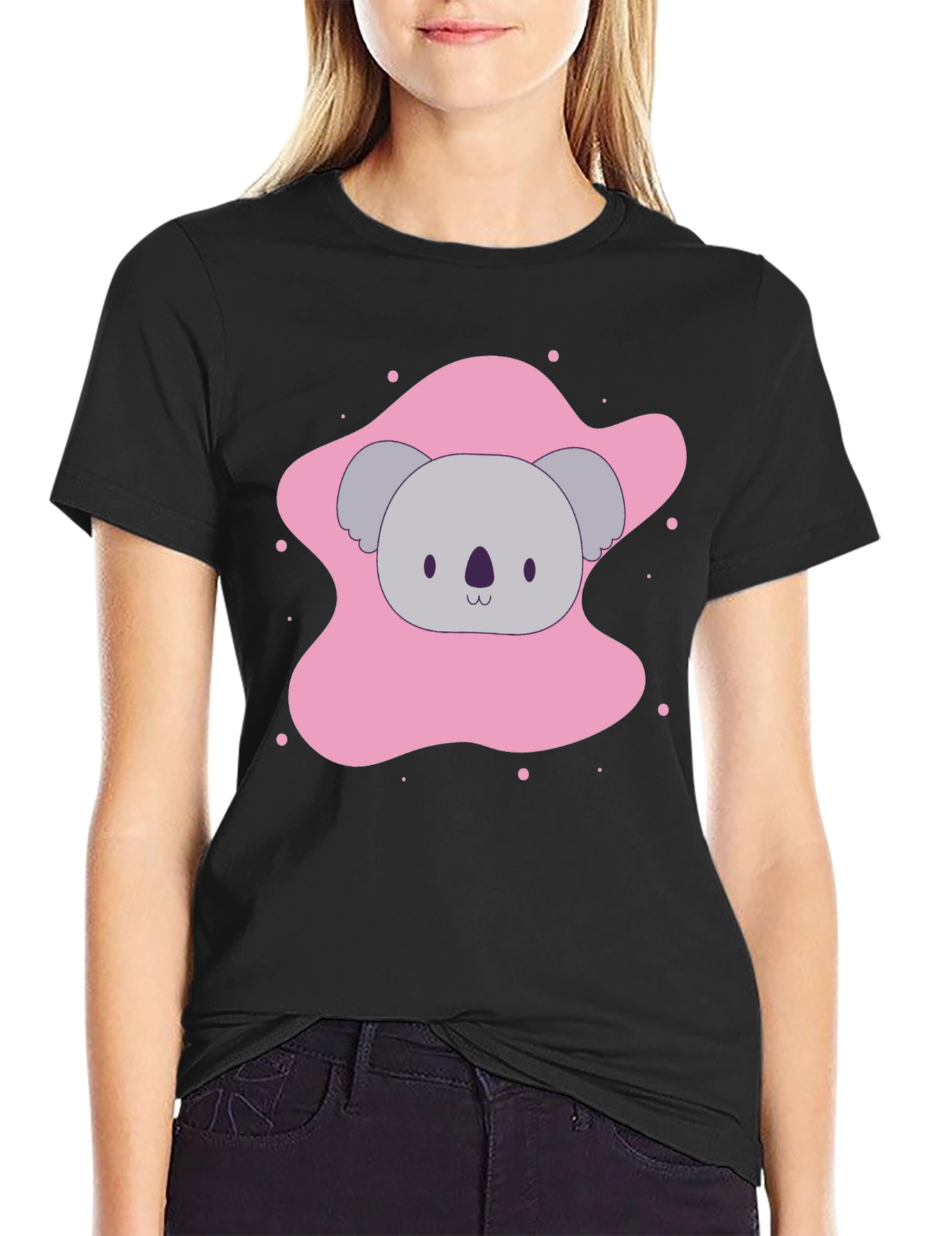 Cute Koala Graphic Tee - Soft Black T-Shirt