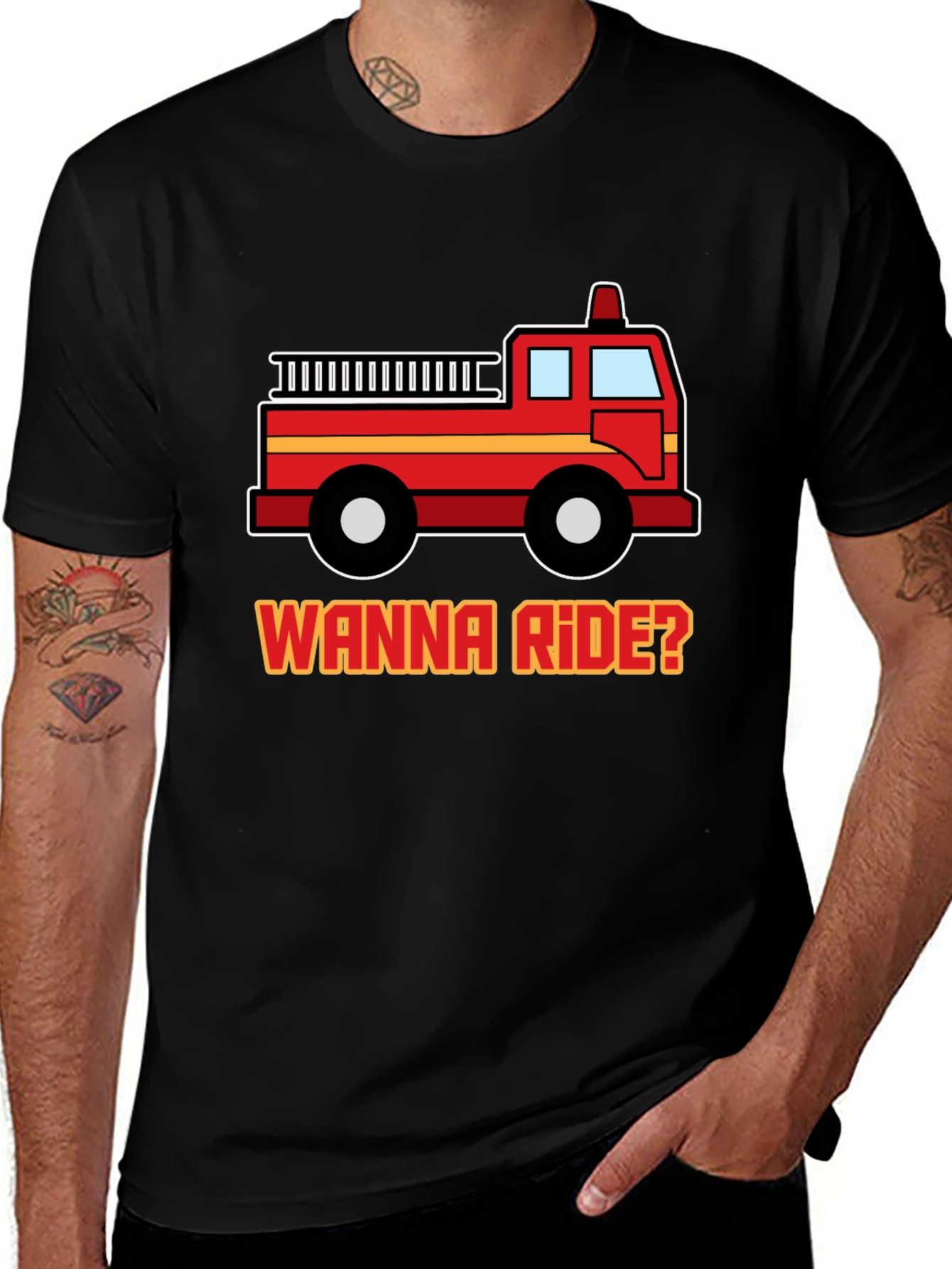 Wanna Ride? Firetruck Graphic Tee