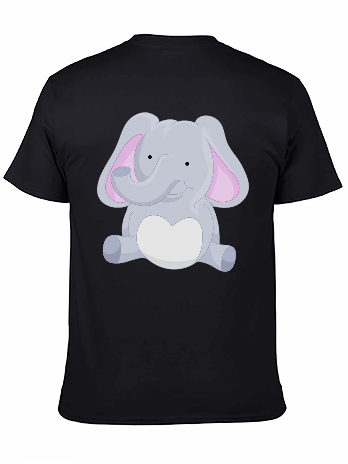 Cute Elephant Graphic Black T-Shirt