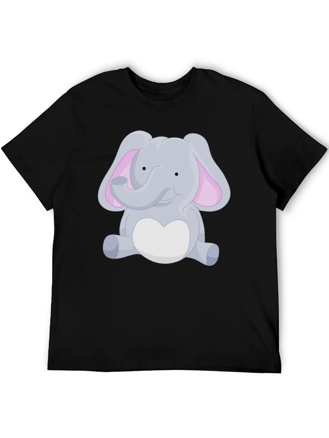 Cute Elephant Graphic Black T-Shirt