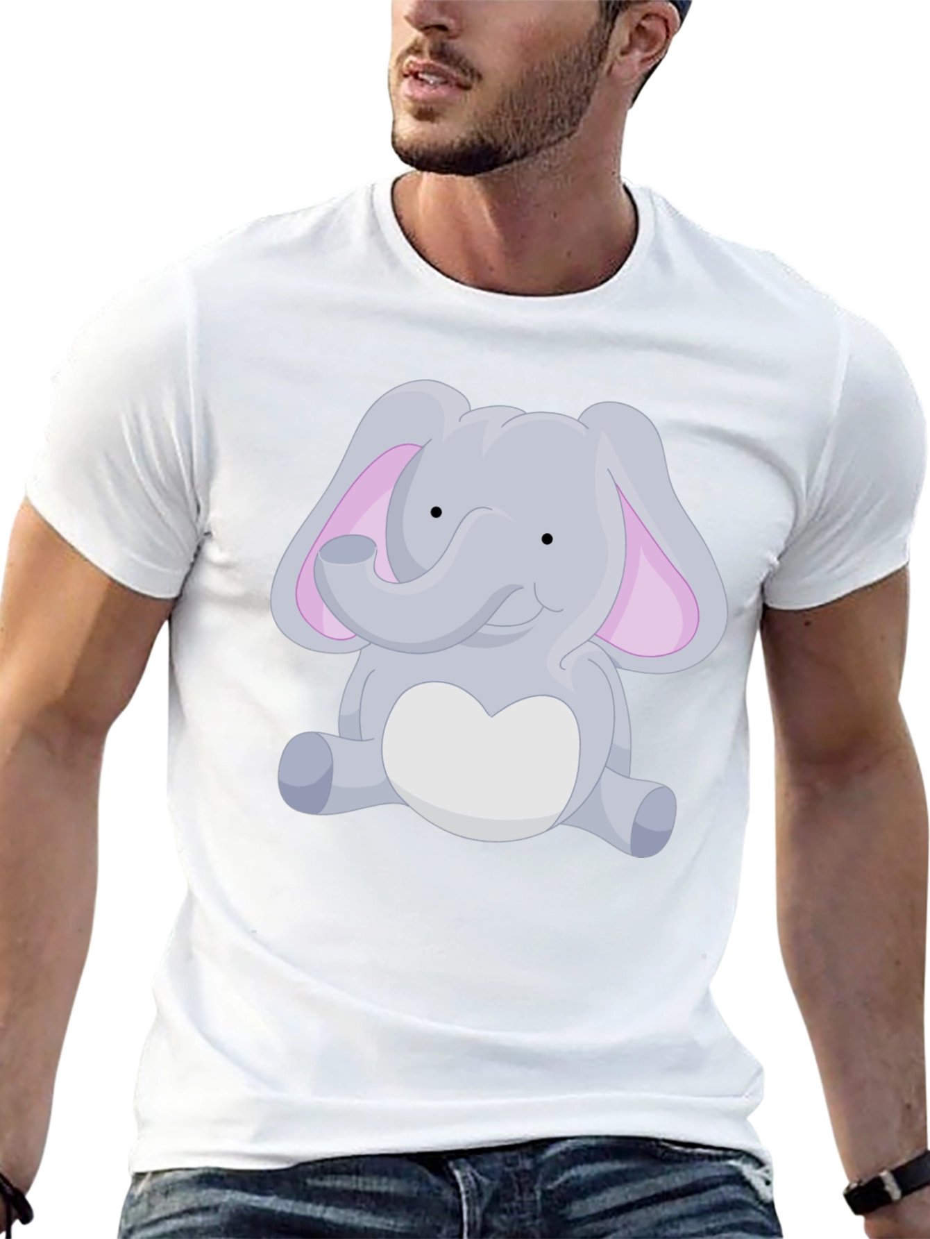 Cute Elephant Graphic Black T-Shirt