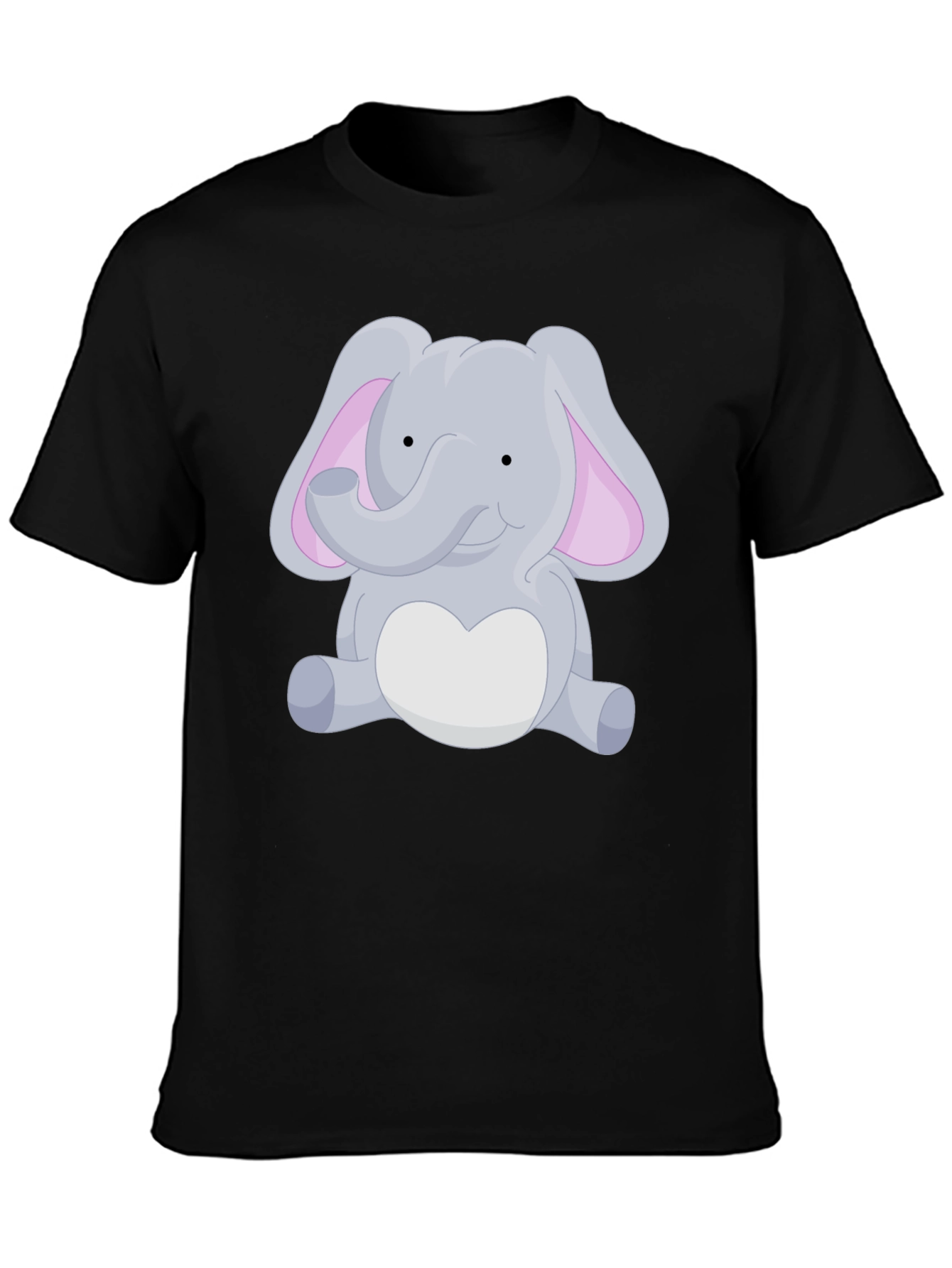Cute Elephant Graphic Black T-Shirt