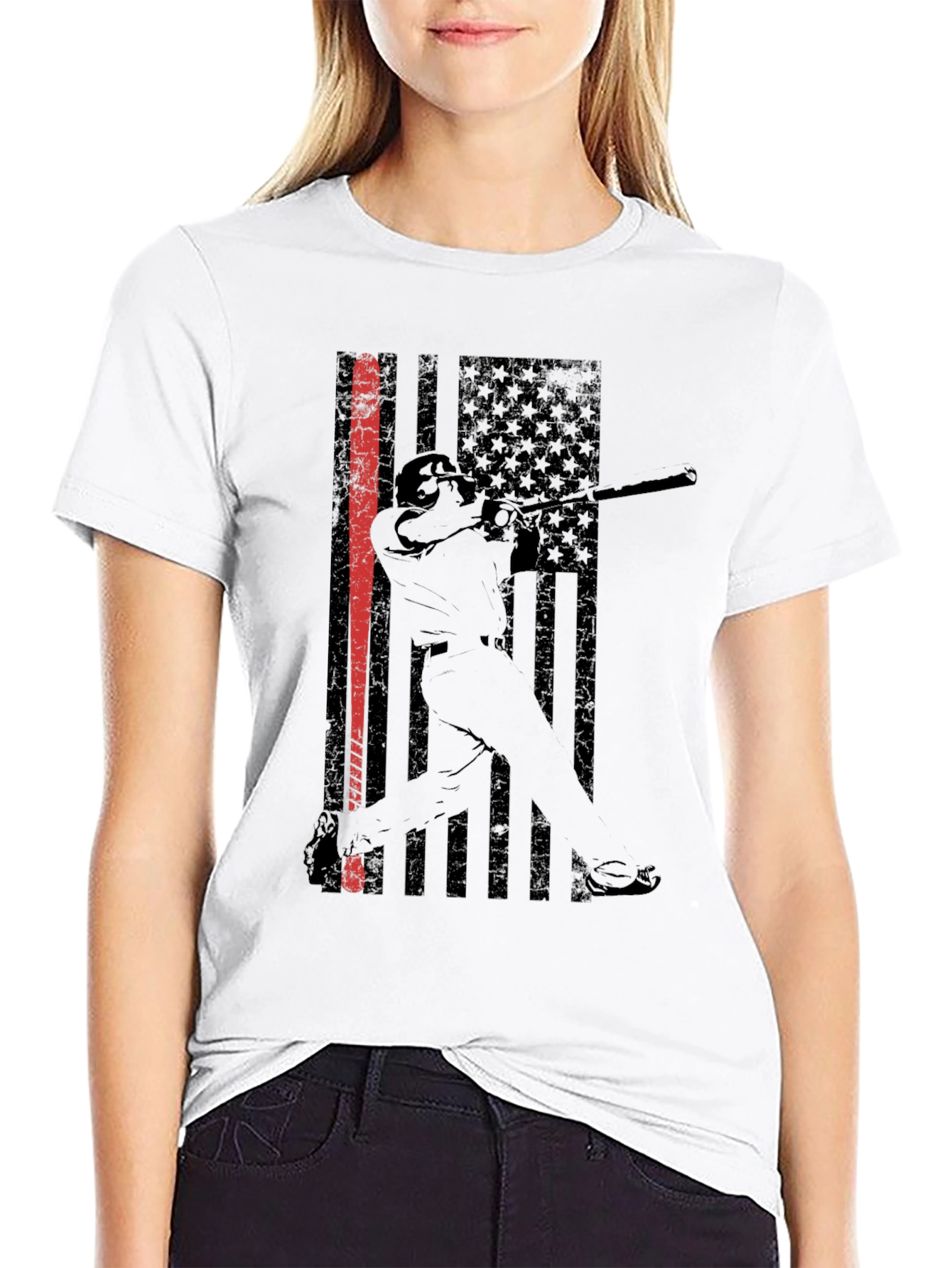 Baseball USA Flag Graphic Tee