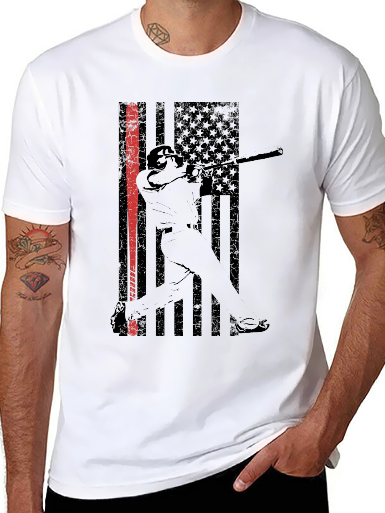 Baseball USA Flag Graphic Tee