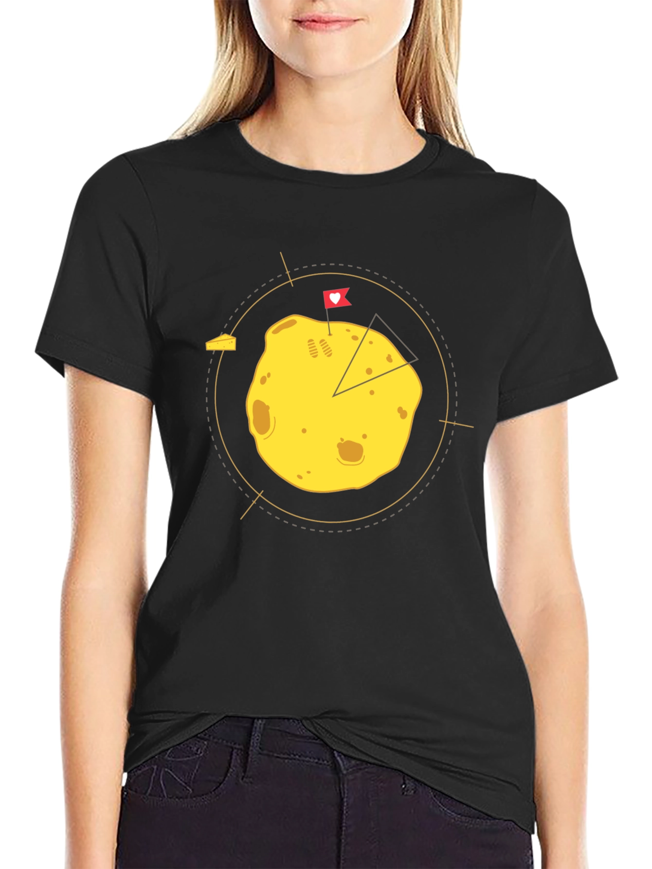 Funny Cheese Lover Graphic Black T-Shirt