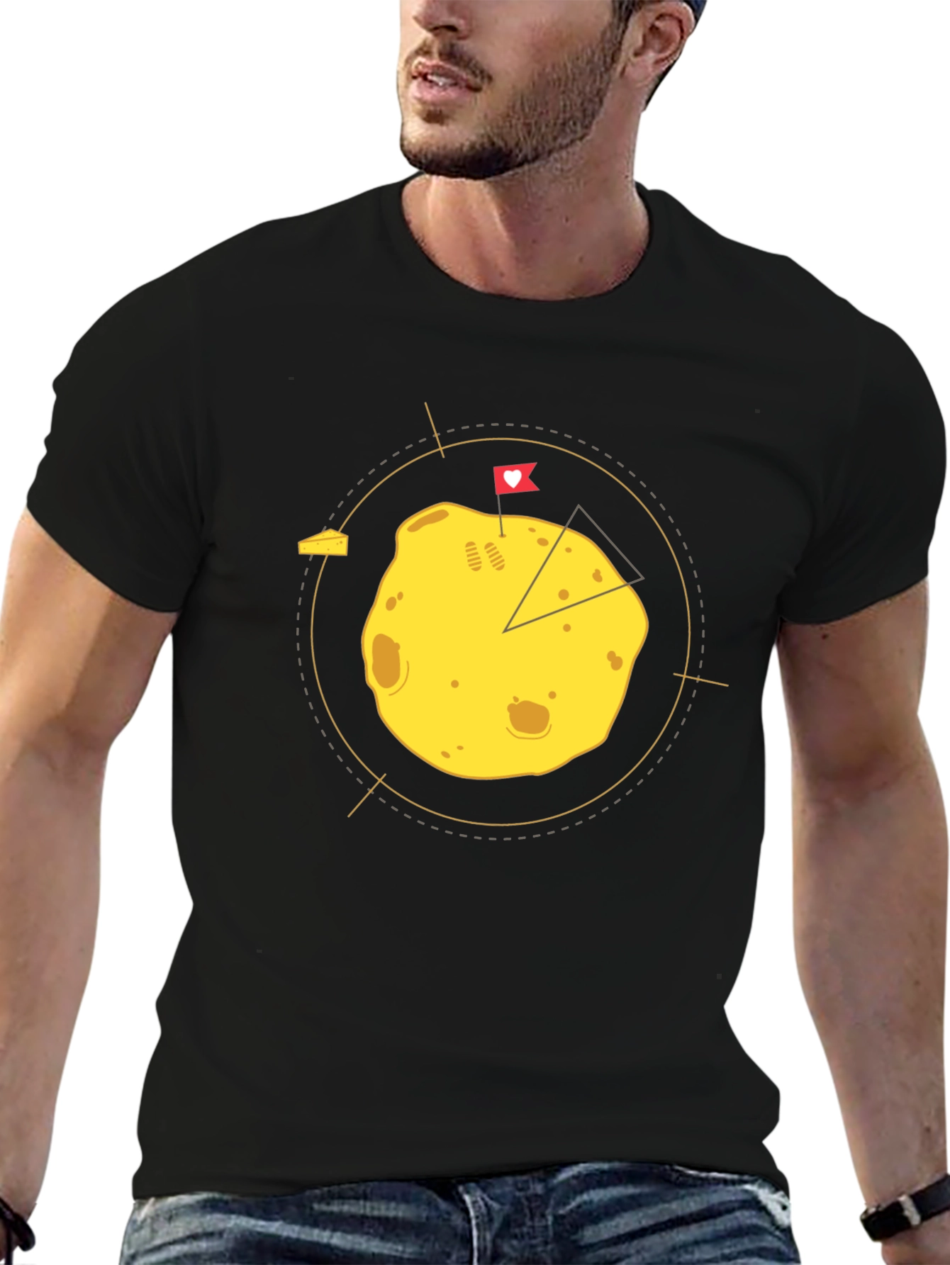Funny Cheese Lover Graphic Black T-Shirt