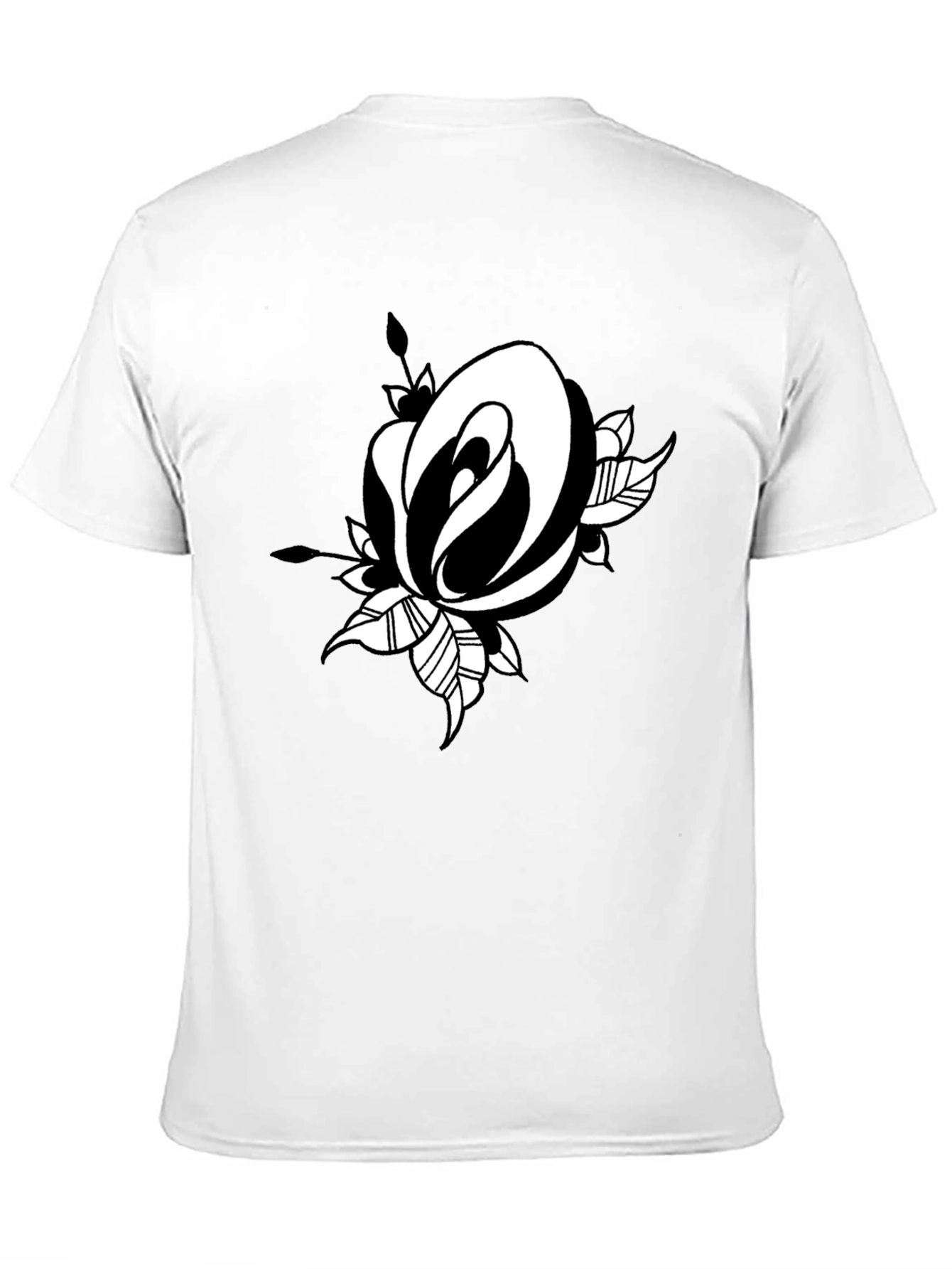 Black T-Shirt with Rose Graphic Print