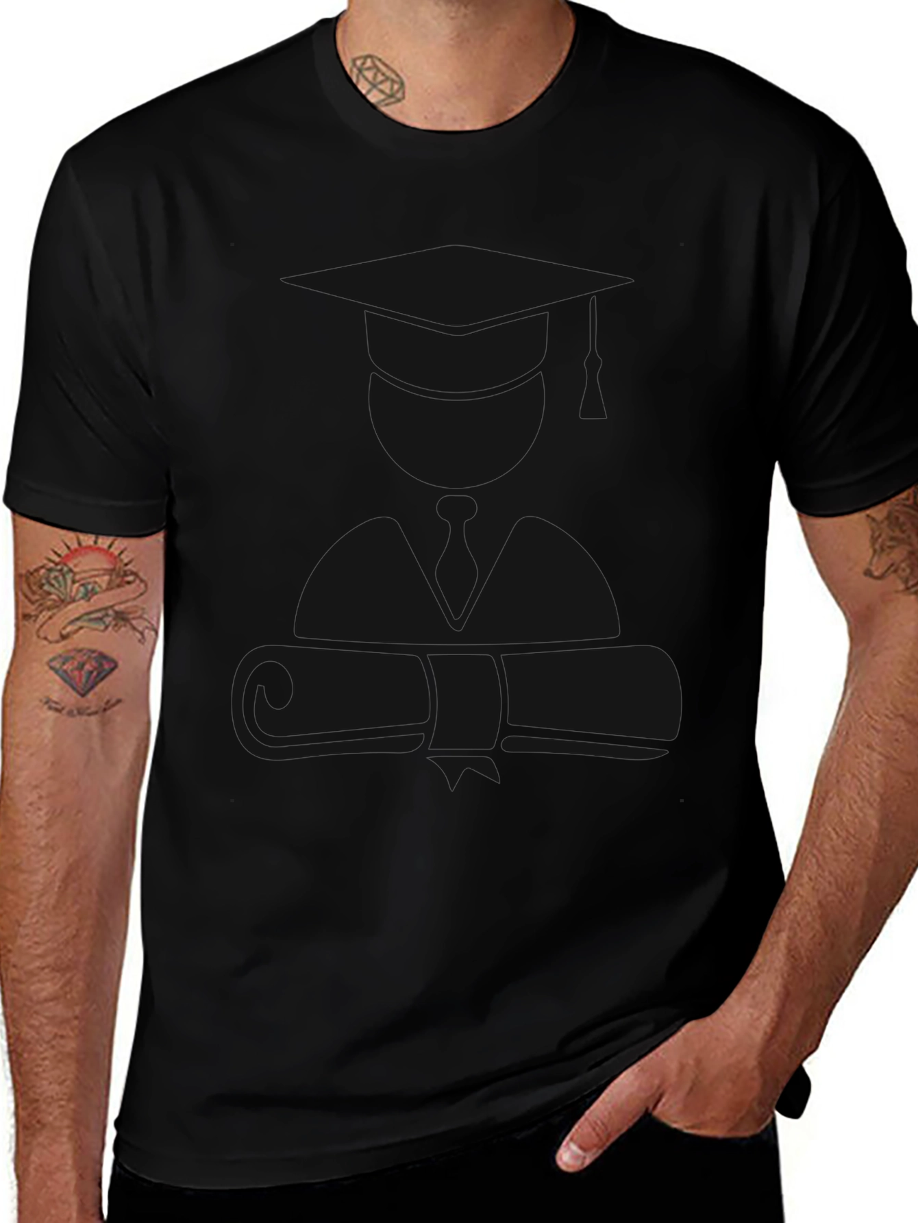 Mens Solid Black Short Sleeve Casual T-Shirt