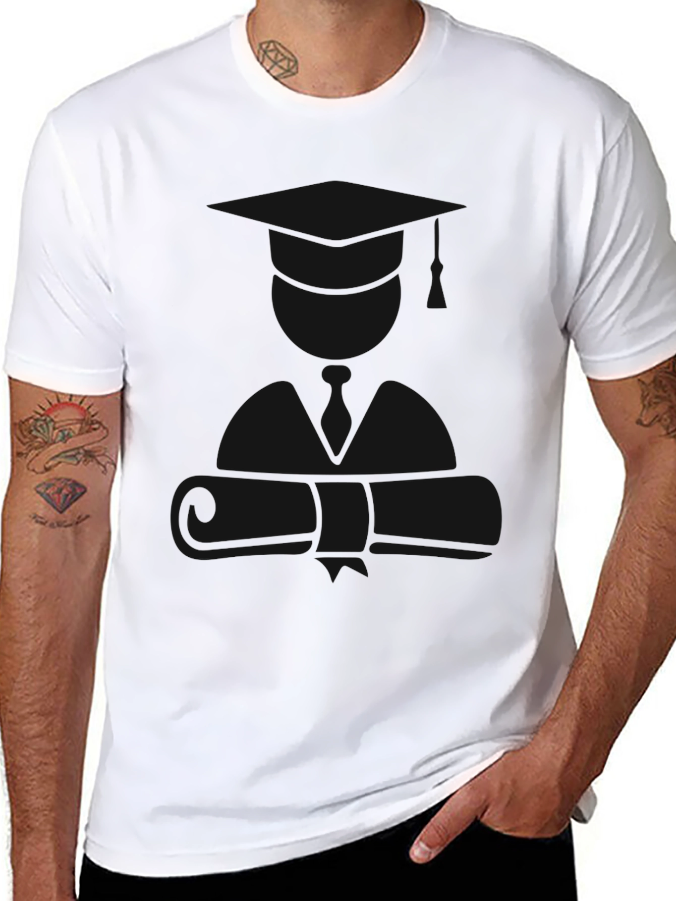 Mens Solid Black Short Sleeve Casual T-Shirt