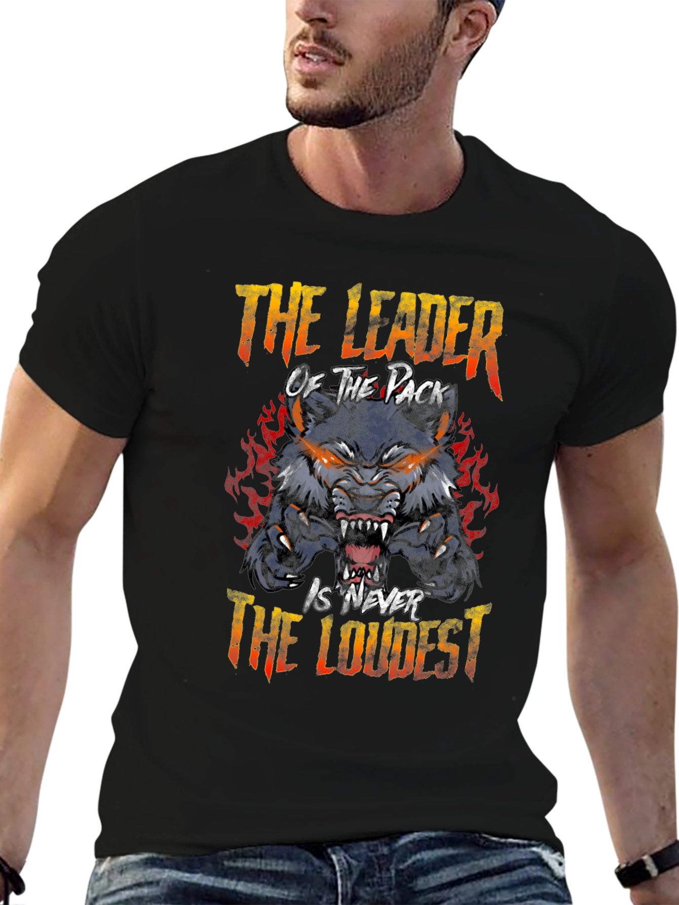 Leader of the Pack Wolf Graphic Tee - Black