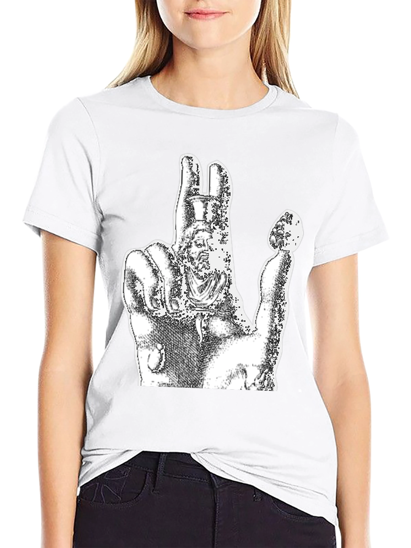 Graphic Black Tee - Hand Statue Design