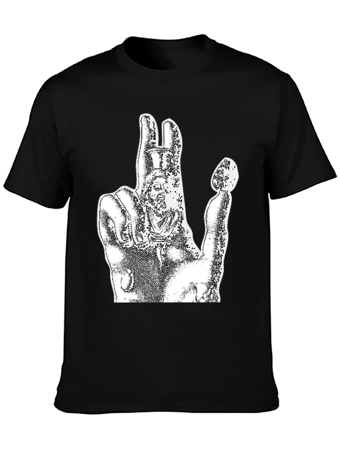 Graphic Black Tee - Hand Statue Design