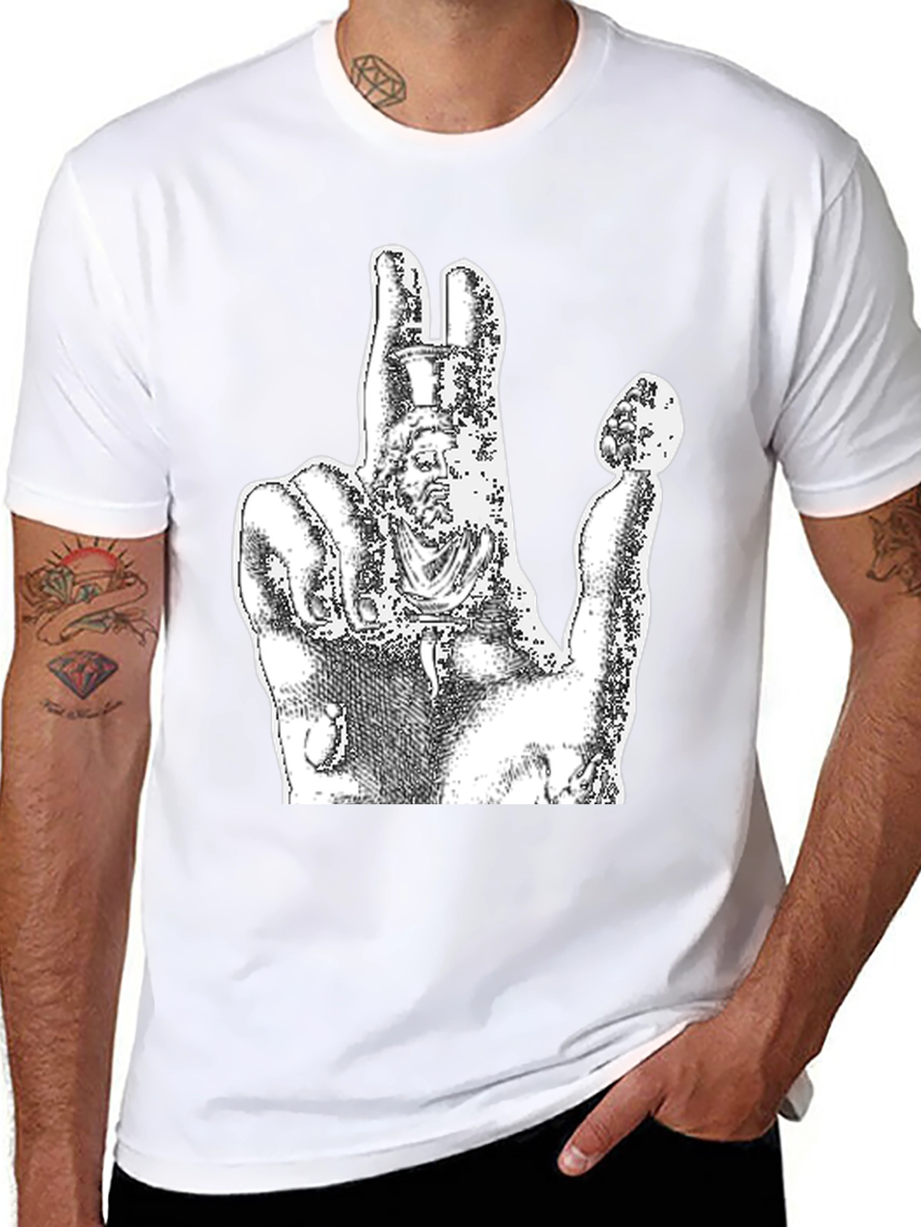 Graphic Black Tee - Hand Statue Design