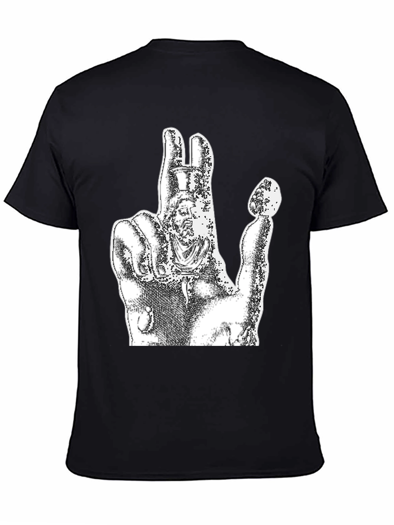 Graphic Black Tee - Hand Statue Design
