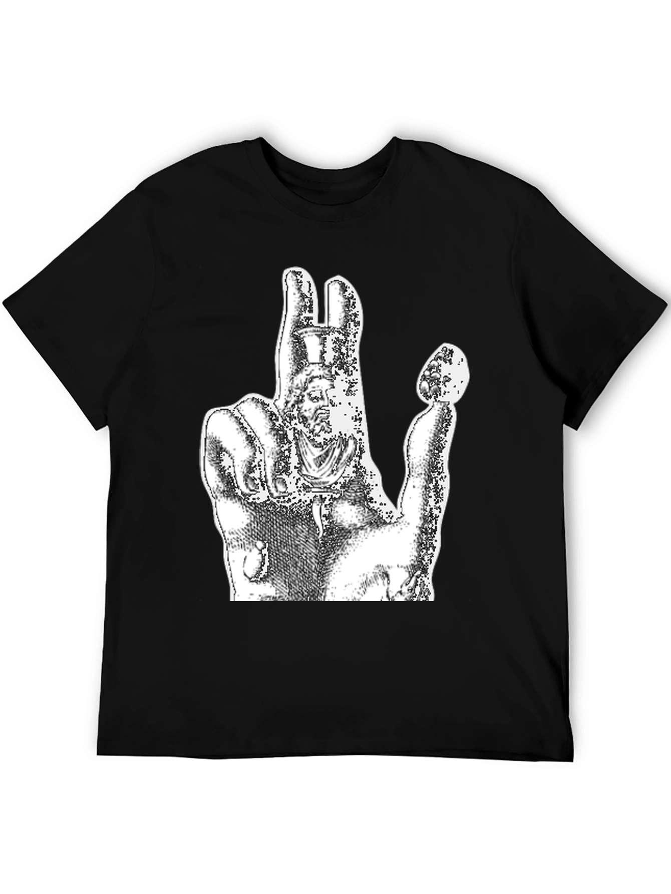 Graphic Black Tee - Hand Statue Design