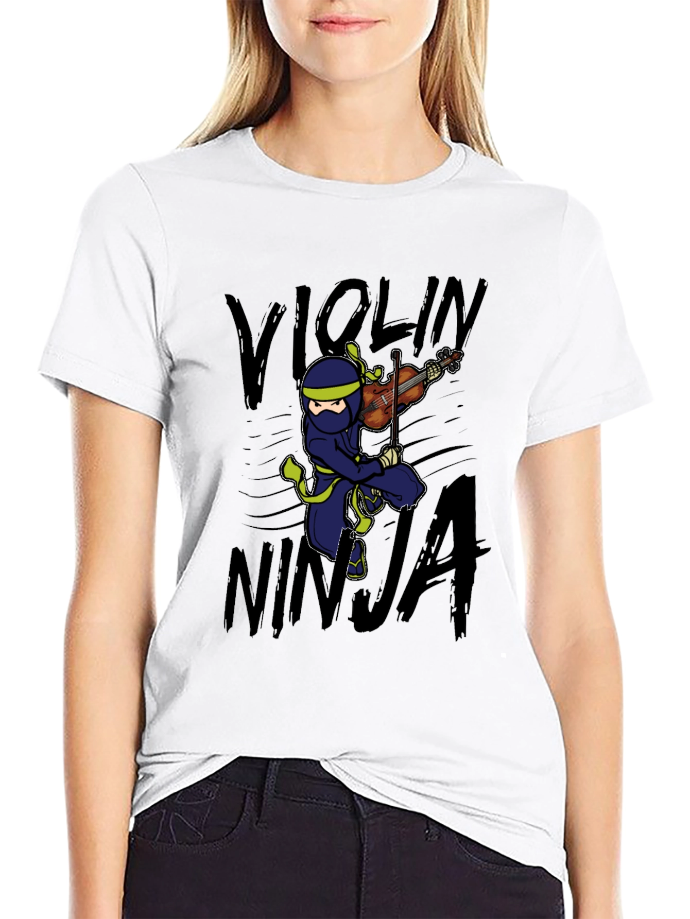 Violin Ninja Graphic T-Shirt - Playful Musician Tee