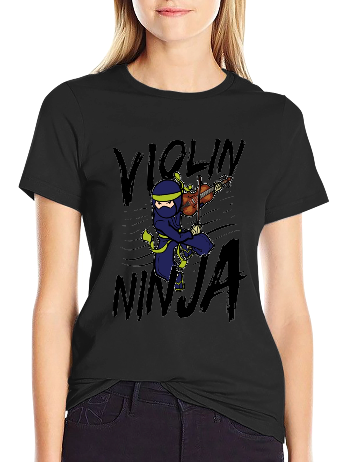 Violin Ninja Graphic T-Shirt - Playful Musician Tee