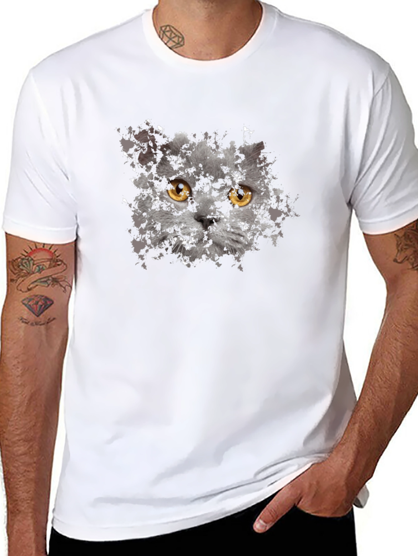 Cat Face Graphic Tee - Unisex Black T-Shirt