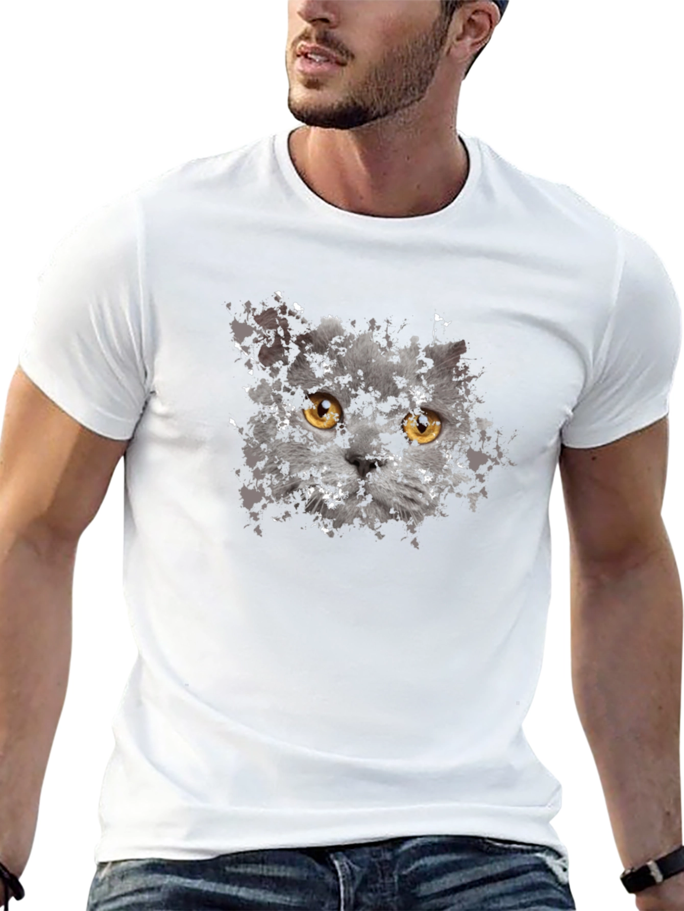 Cat Face Graphic Tee - Unisex Black T-Shirt