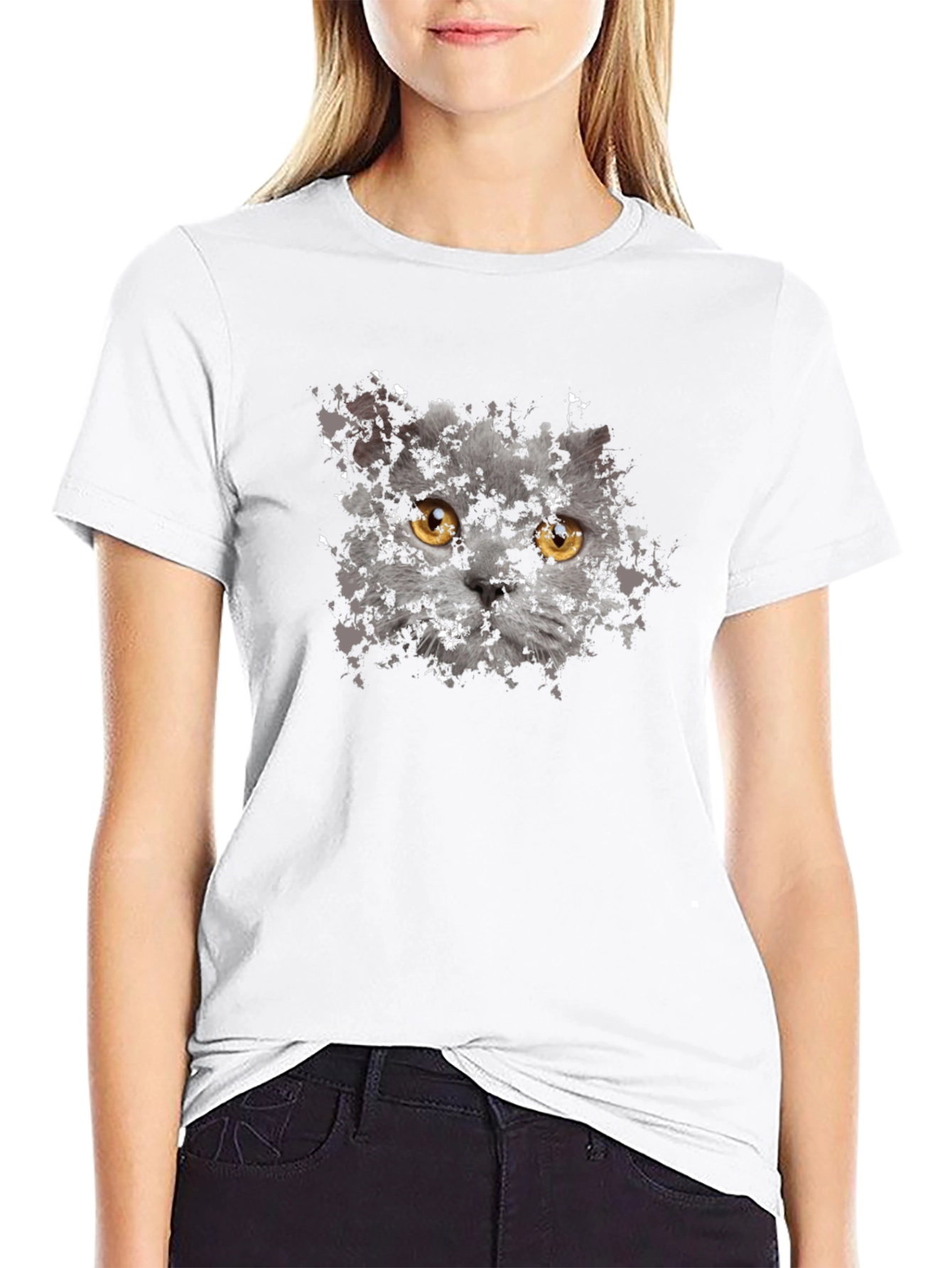 Cat Face Graphic Tee - Unisex Black T-Shirt