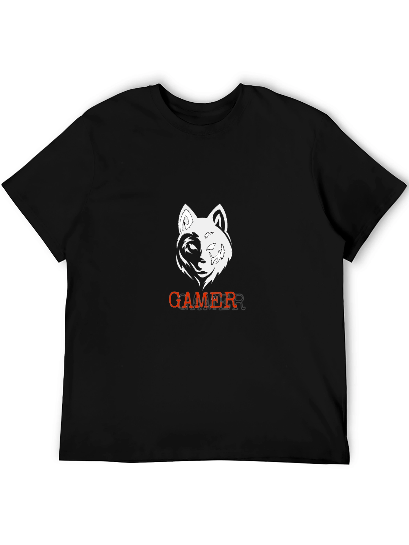 Gamer Wolf Black Graphic Tee