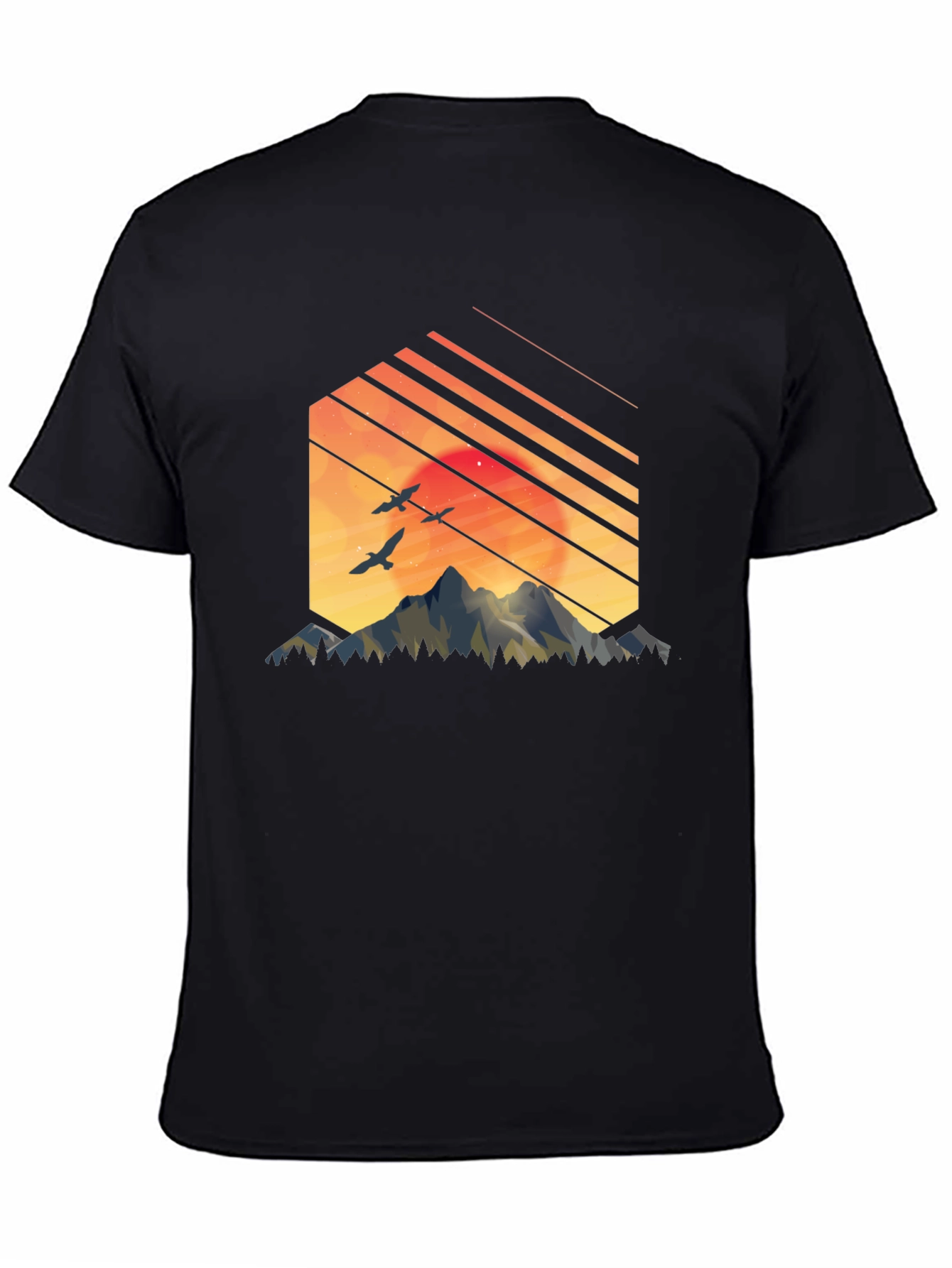 Mountain Sunset Graphic Tee - Black