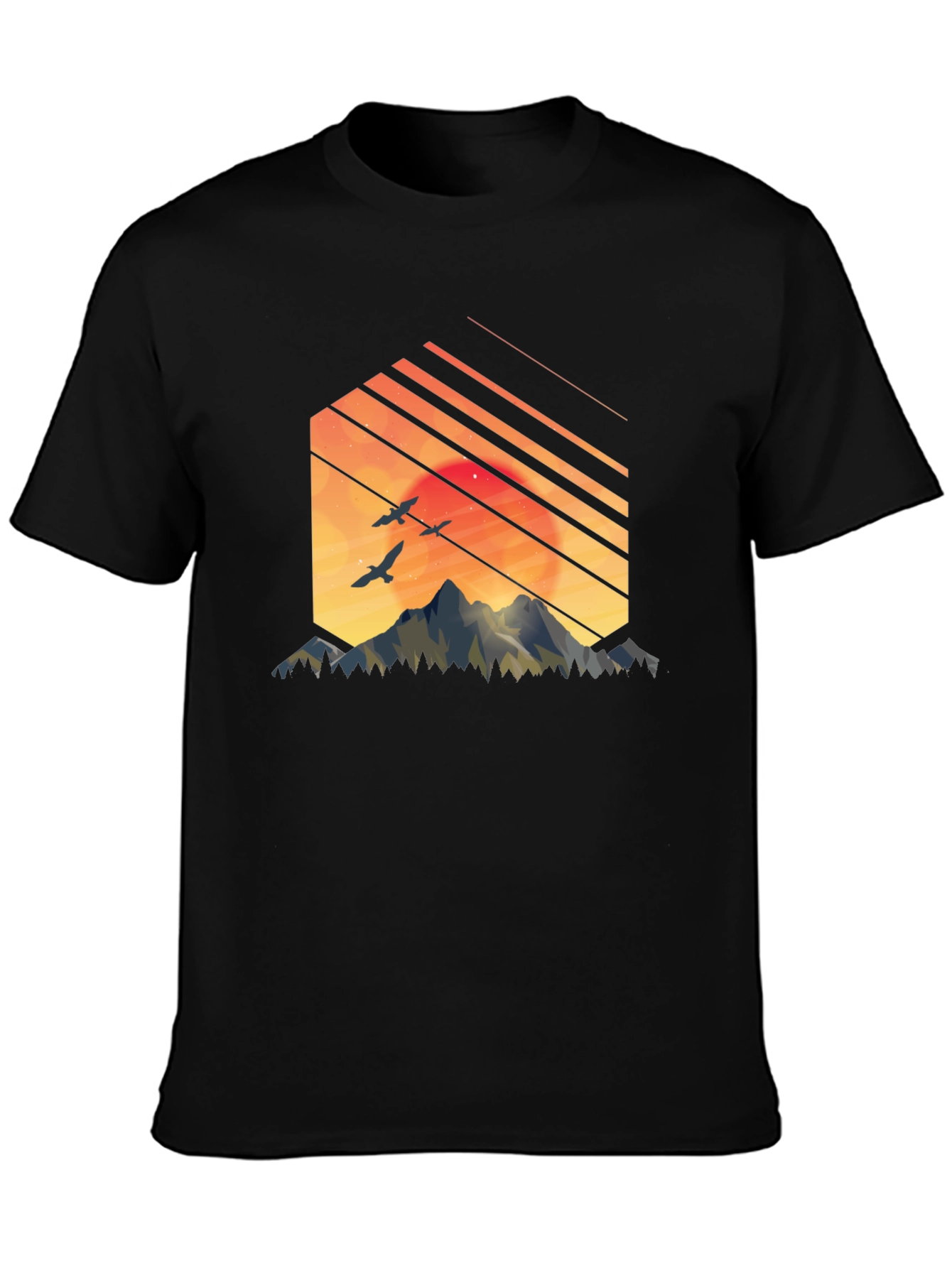 Mountain Sunset Graphic Tee - Black