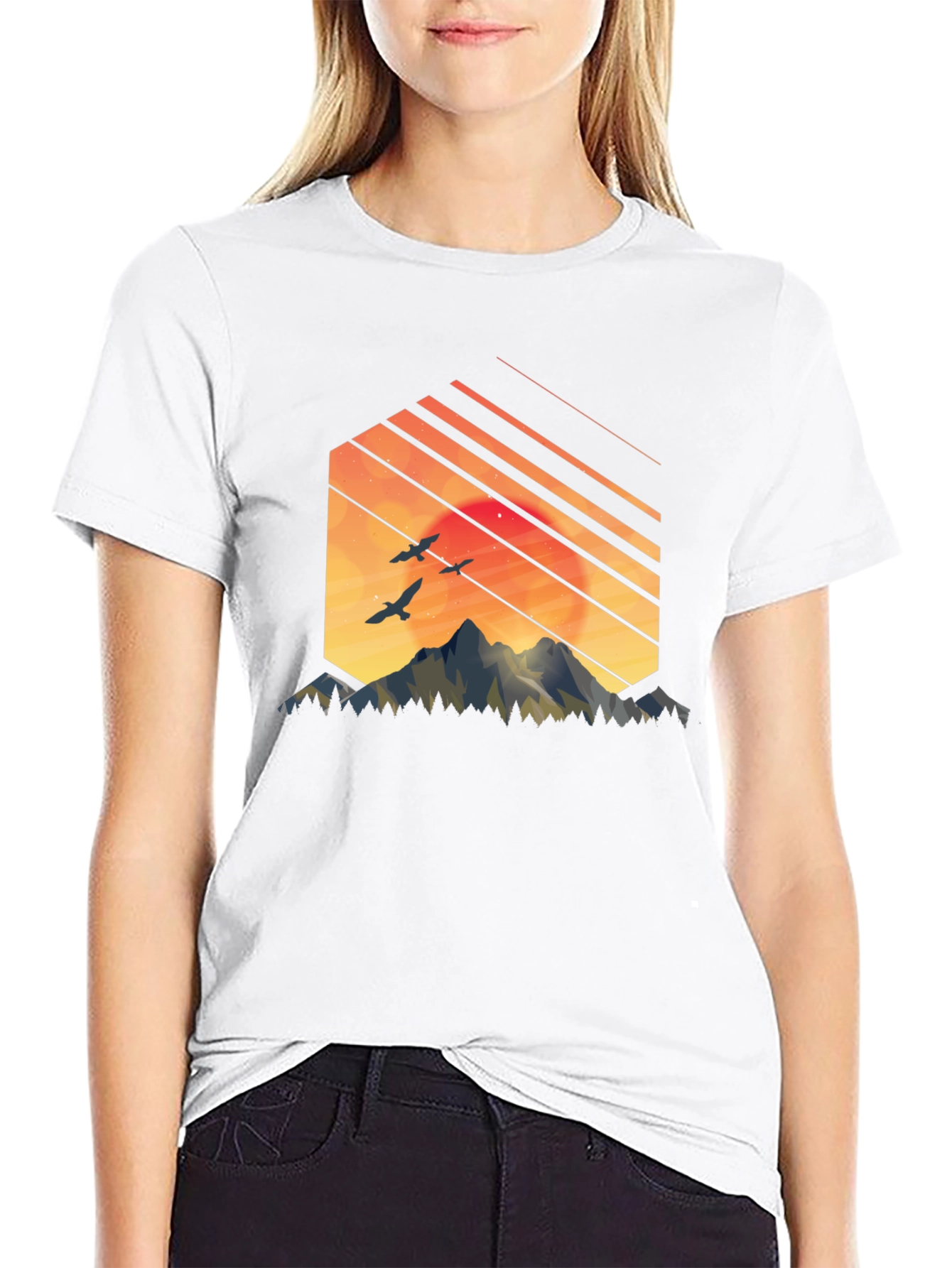 Mountain Sunset Graphic Tee - Black